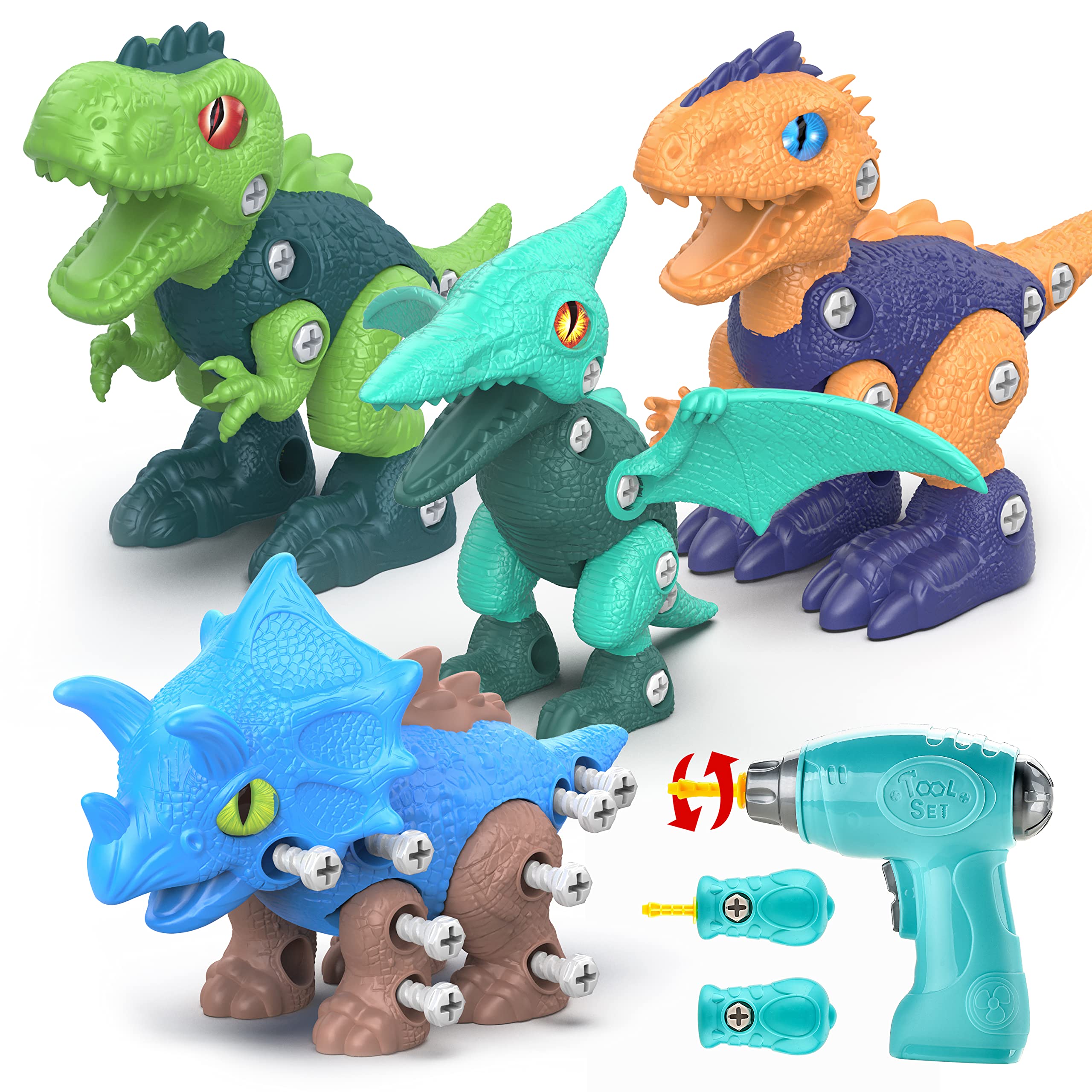 STEM Educational Dinosaur Building Toys for Kids Ages 3-7 - Take Apart Construction Set with Electric Drill, Learning Toys for Boys & Girls - Perfect for Birthday Gifts, Party Supplies & Early Childhood Development Activities
