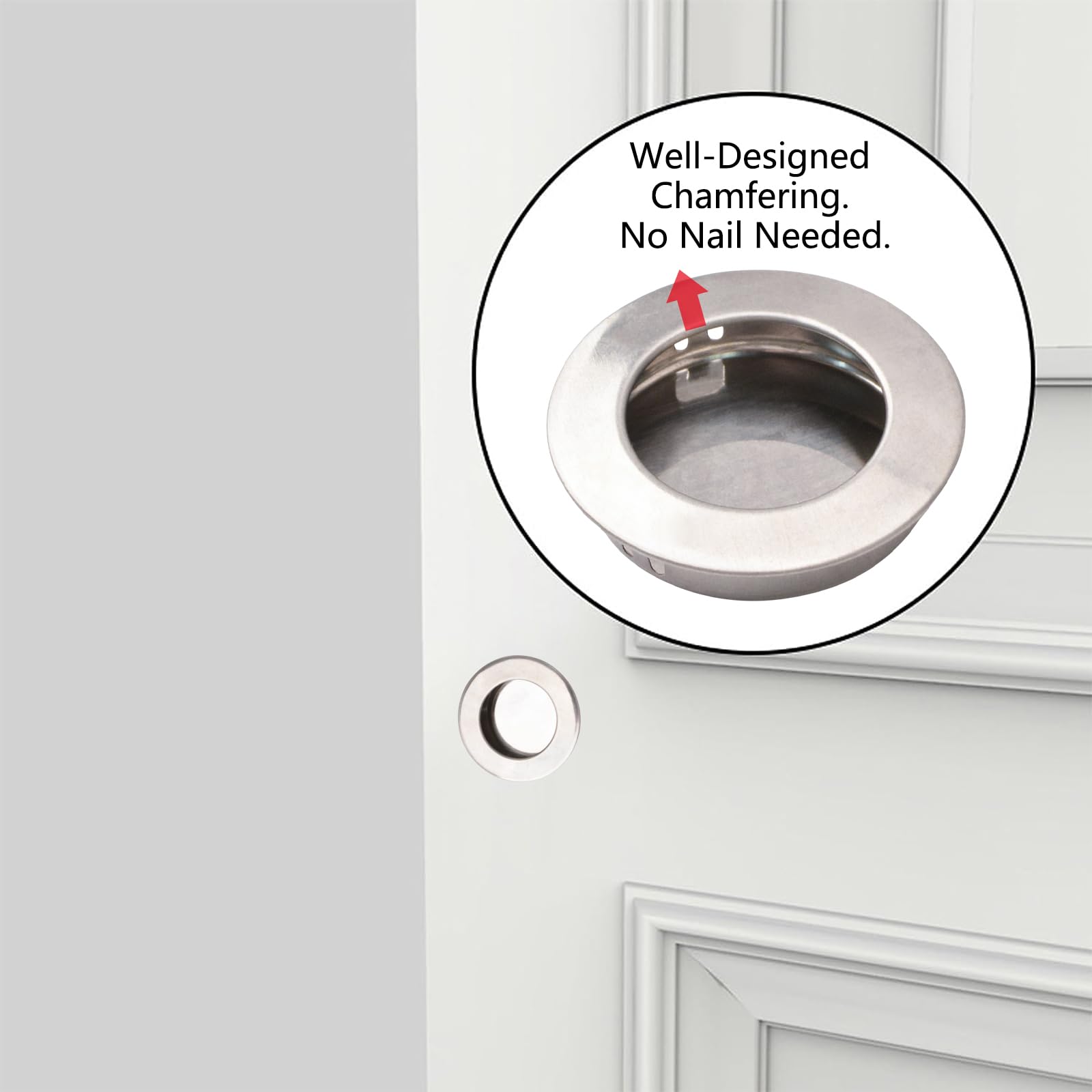 Stainless Steel Round Finger Pull - 8 Pack for Sliding Barn & Cabinet Doors