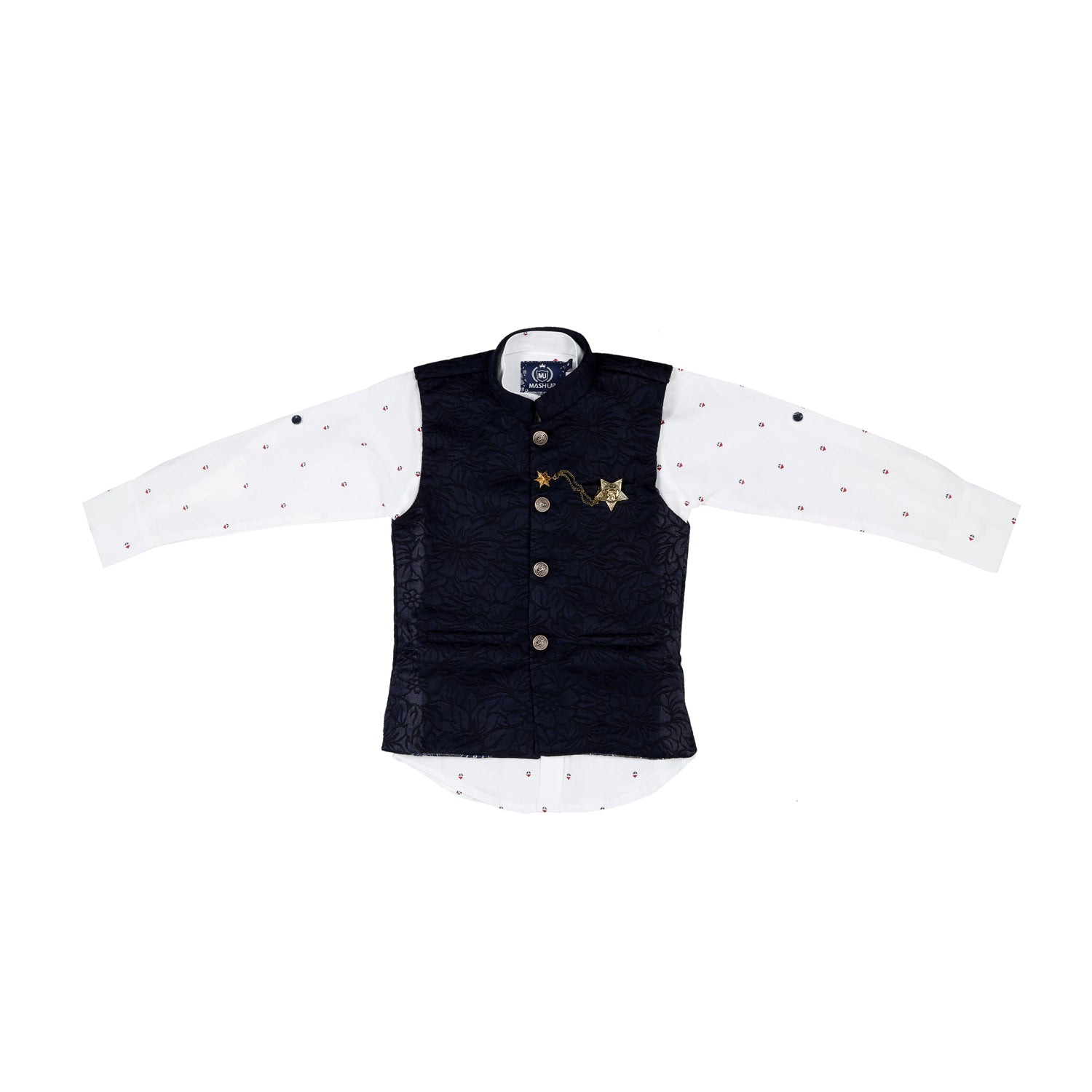 Stylish Men's Nehru Jacket with Geometric Print Shirt - Formal & Casual Wear for Weddings, Parties & Office Events
