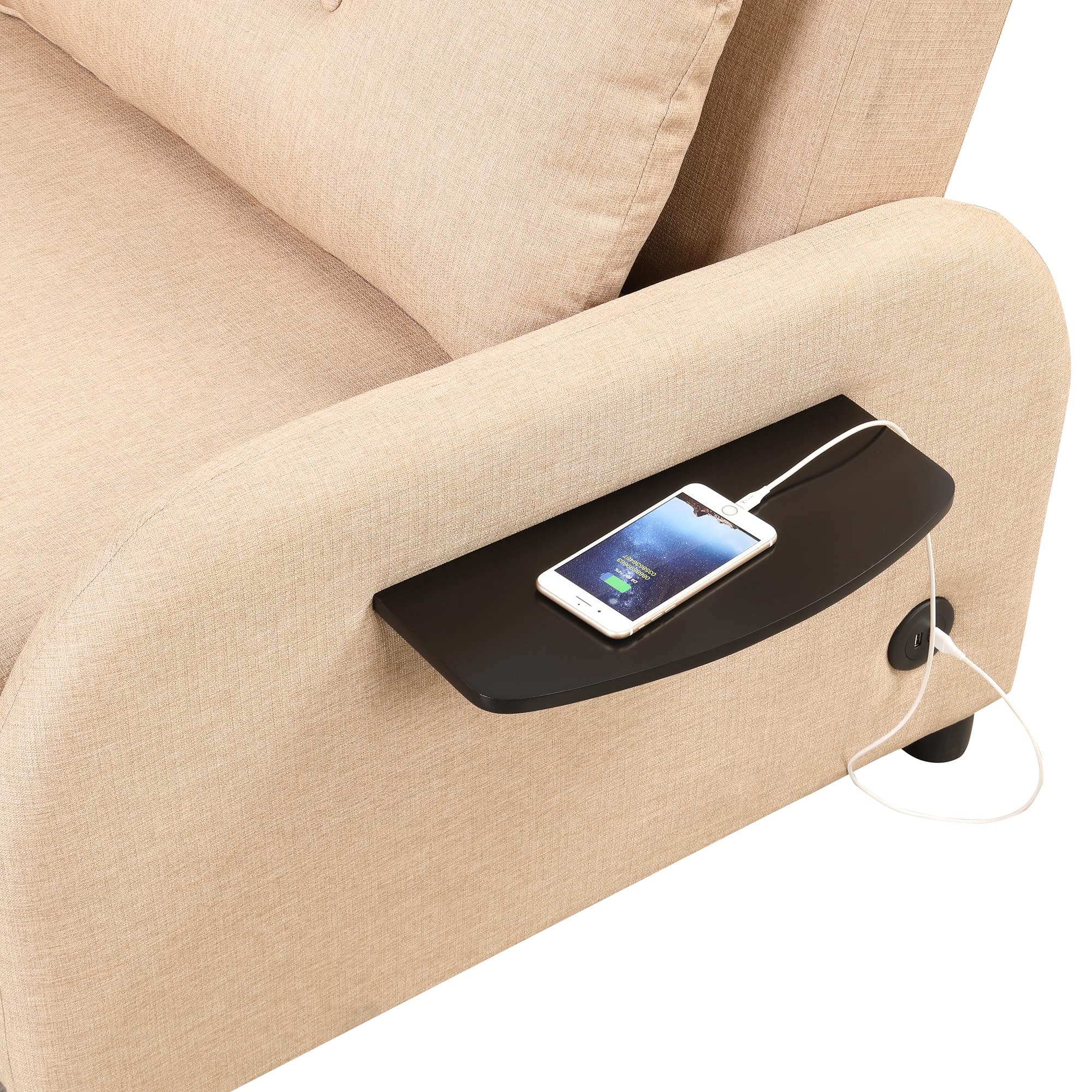 Merax Modern Pull Out Sofa Bed with 2 Wing Tables, Side Pockets & USB Charging Port - 41.5