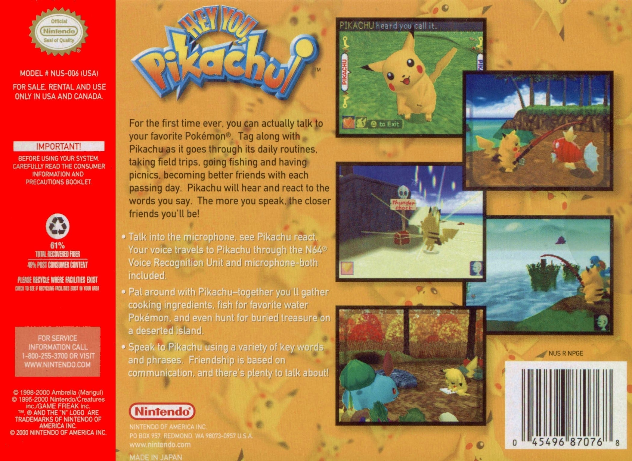 Hey You, Pikachu! - Nintendo 64 Classic Video Game - Fun Pokemon Adventure for Kids & Collectors - Perfect for Family Game Nights & Retro Gaming Enthusiasts