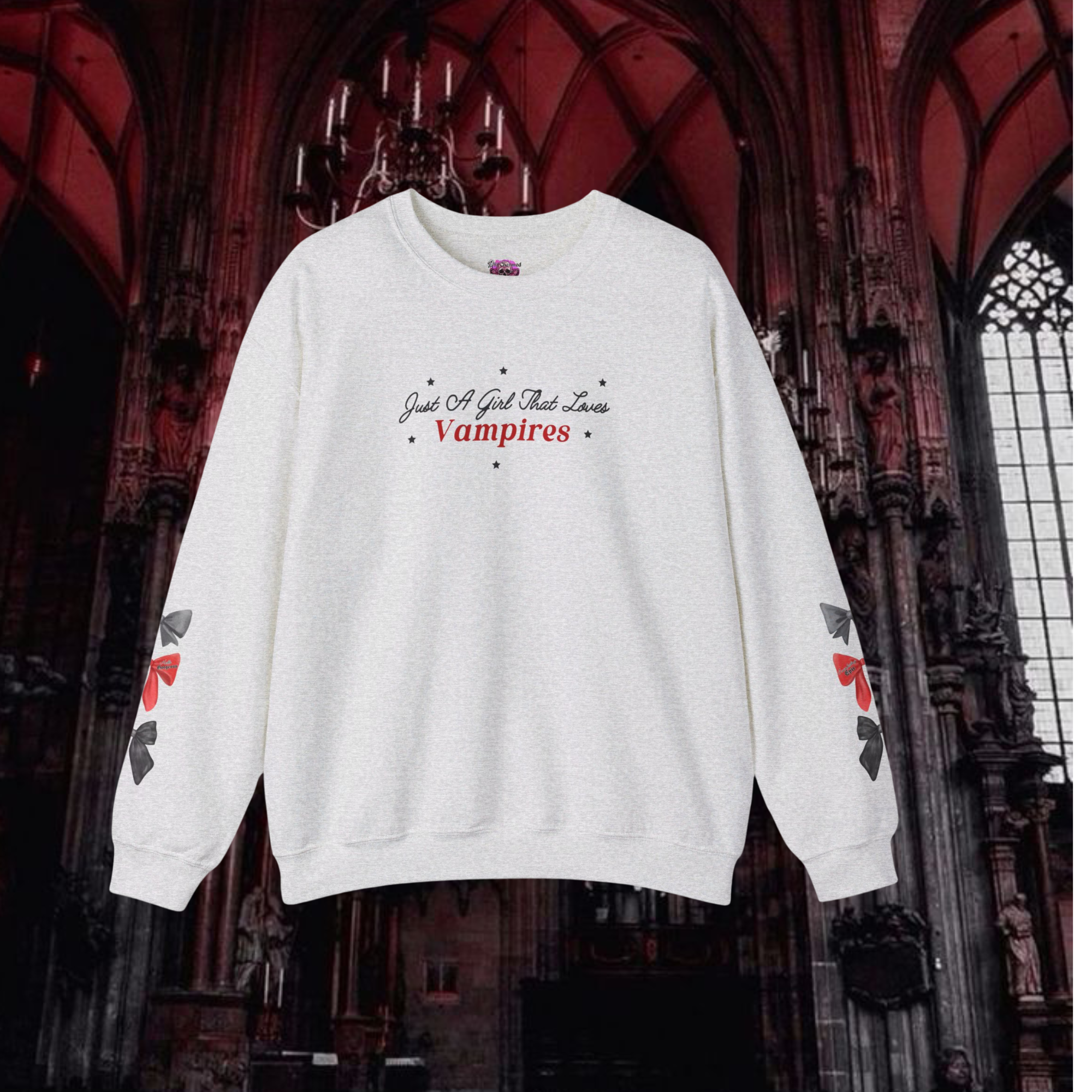 Just A Girl That Loves Vampires T-Shirt - Gothic Vampire Lover Graphic Tee for Women - Perfect for Halloween, Cosplay & Vampire-Themed Parties