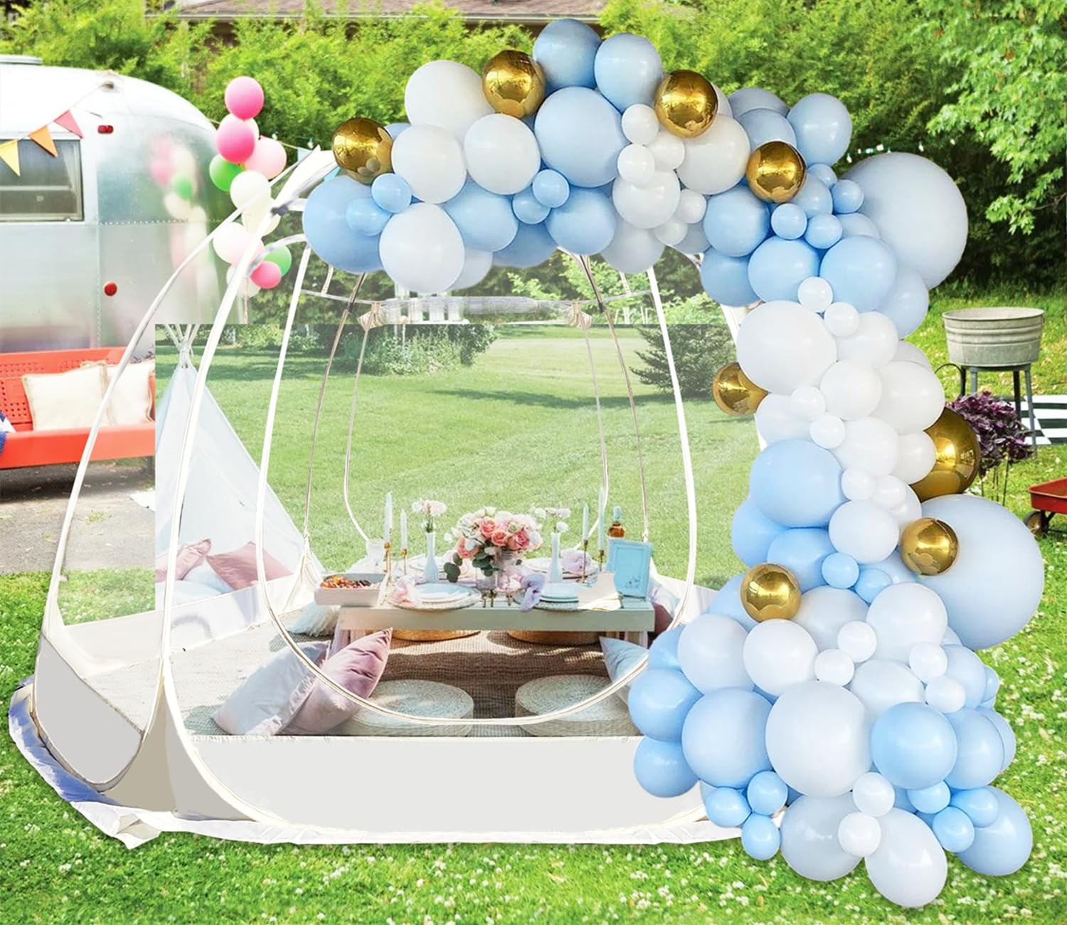 540° Fully Transparent Pop-Up Screen House Tent for Outdoor Camping - Lightweight Gazebo with No Dead Corners for Backyard, Picnics & Bug Protection