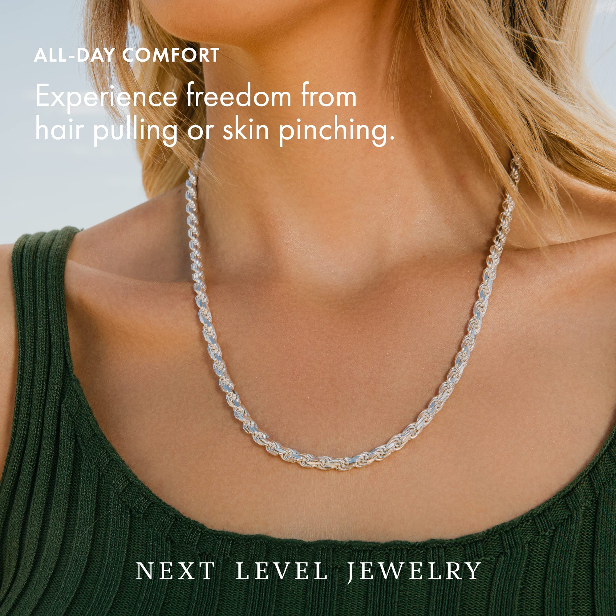 Authentic Solid 925 Sterling Silver Rope Chain Necklace for Men & Women - Diamond-Cut Italian Silver Jewelry (1.5mm-5.5mm) - Perfect for Everyday Wear, Gifts & Special Occasions