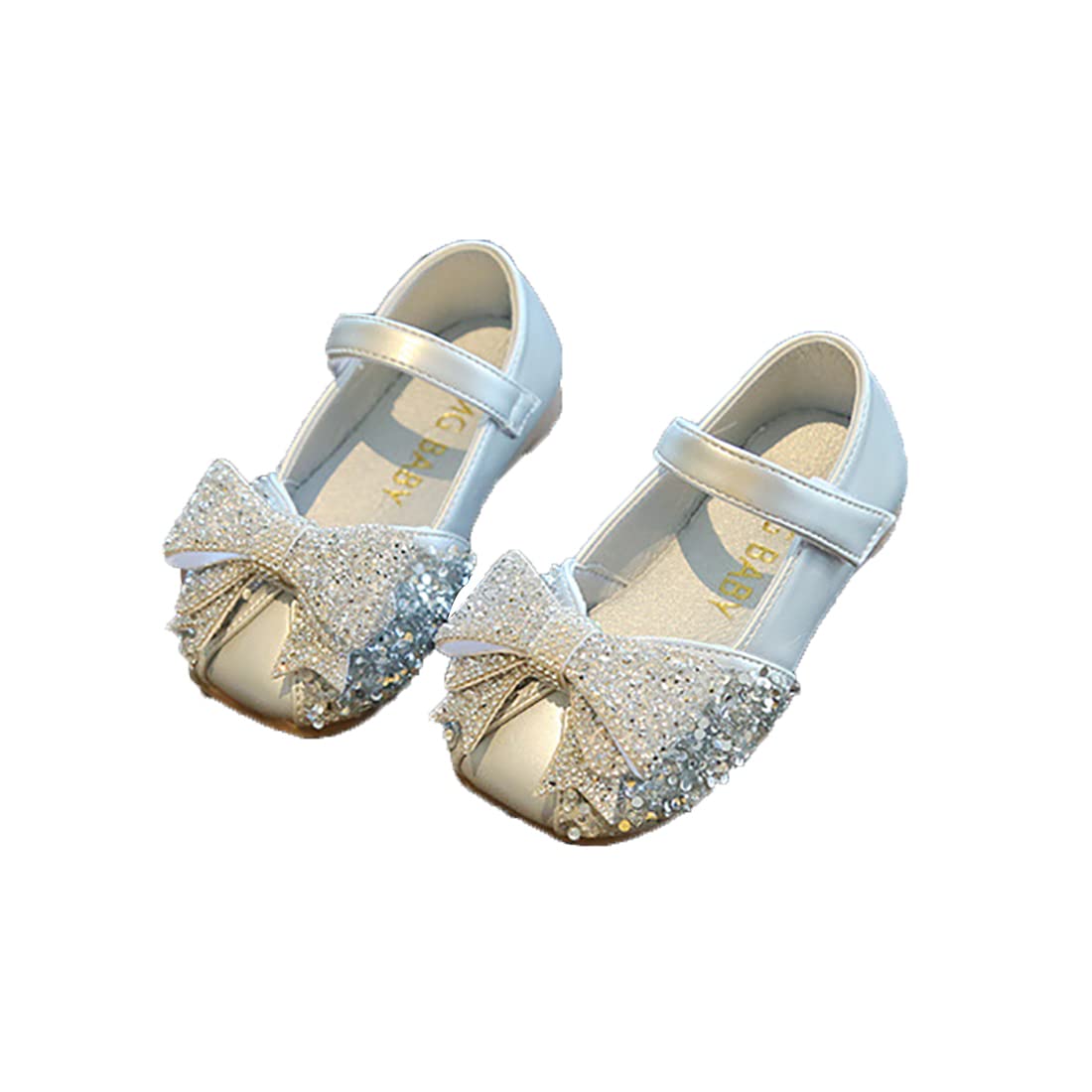 YIBLBOX Girls Glitter Mary Jane Flats - Princess Dance Shoes for Toddler & Little Kid - Shiny Leather Party Shoes for Weddings, Ballet Recitals & Special Occasions