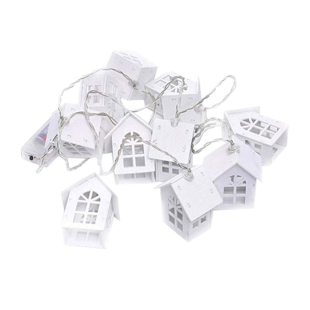 Aozhen Creative Small House Shaped LED String Lights - 10 Warm White Christmas Fairy Lights for Holiday Decor, Indoor Outdoor Party Wedding Decorations (Beige) | Perfect for Christmas Tree, Fireplace Mantel, Bedroom, Garden and Patio Lighting