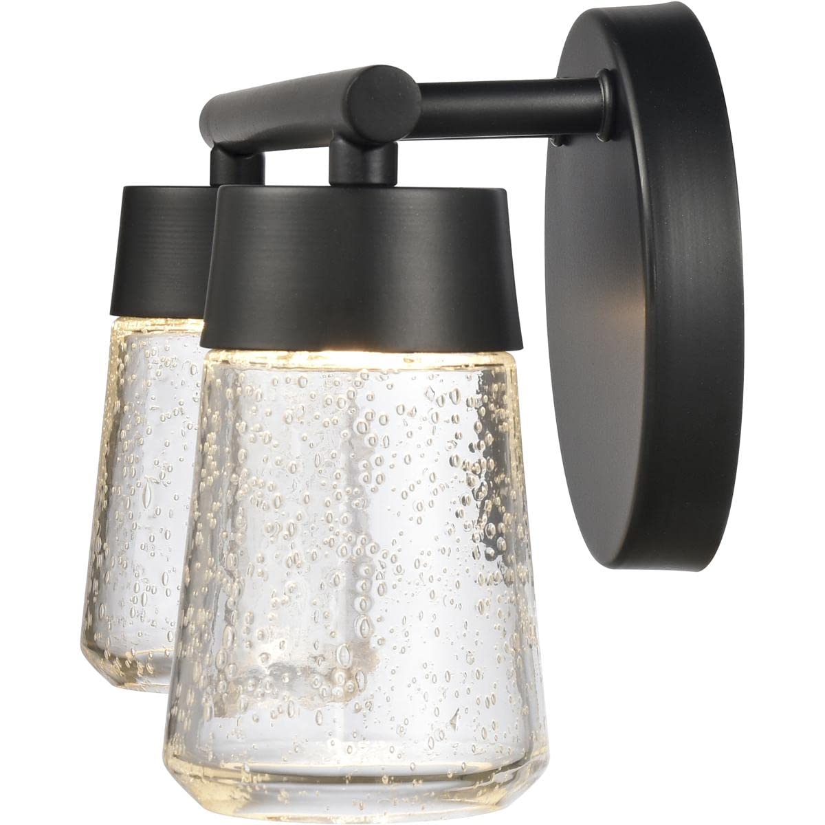 Elk Home Jergen 2-Light Vanity Light Fixture - Matte Black Finish with Clear Seeded Glass, Modern Contemporary Bathroom Lighting for Mirror & Vanity Areas