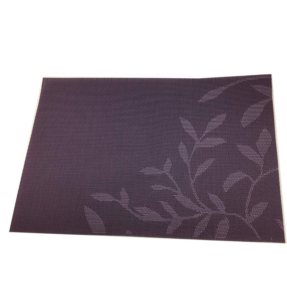 Gugrida 6-Piece PVC Woven Vinyl Placemats Set - Natural Color with Purple Leaves Design | Waterproof & Heat-Resistant Table Mats for Dining Room, Kitchen, and Outdoor Picnics