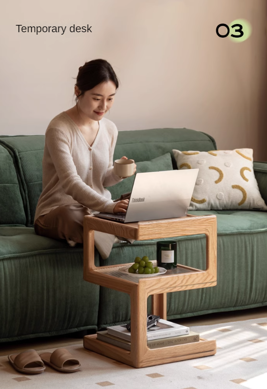 Solid Oak & Black Walnut Wood Corner Side Table - Square End Table for Living Room, Bedroom, or Office