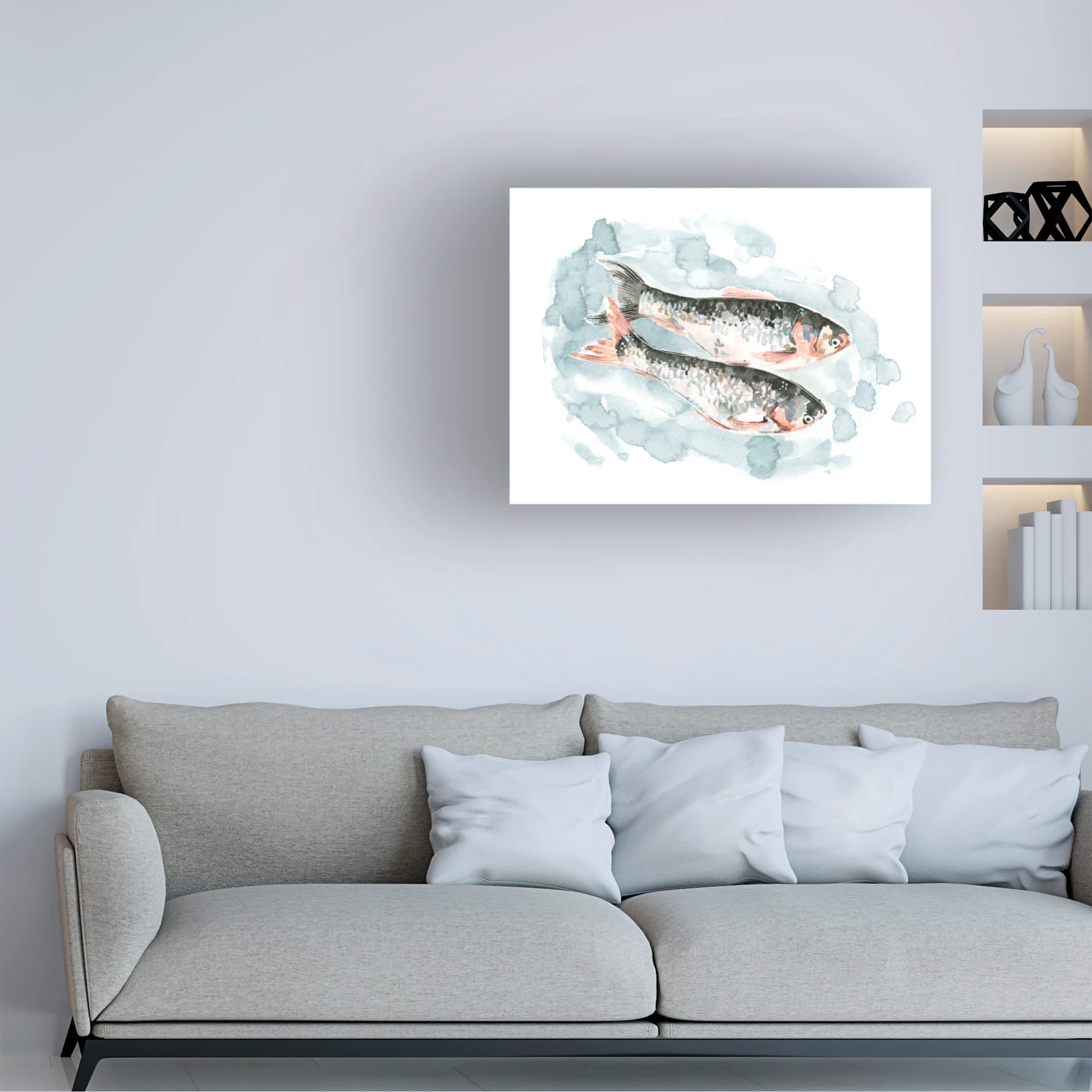 Emma Caroline 'Pisces Pair II' Canvas Wall Art Print - Zodiac Sign Home Decor for Living Room, Bedroom & Office
