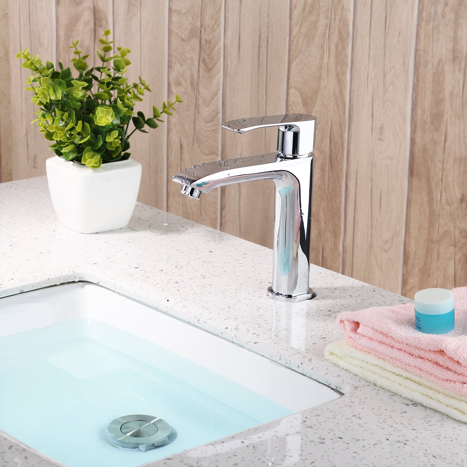 Kodean F11125 Single Handle Chrome Bathroom Faucet - Modern Water-Saving Design for Bathroom Sink, Vanity, and Powder Room Installation