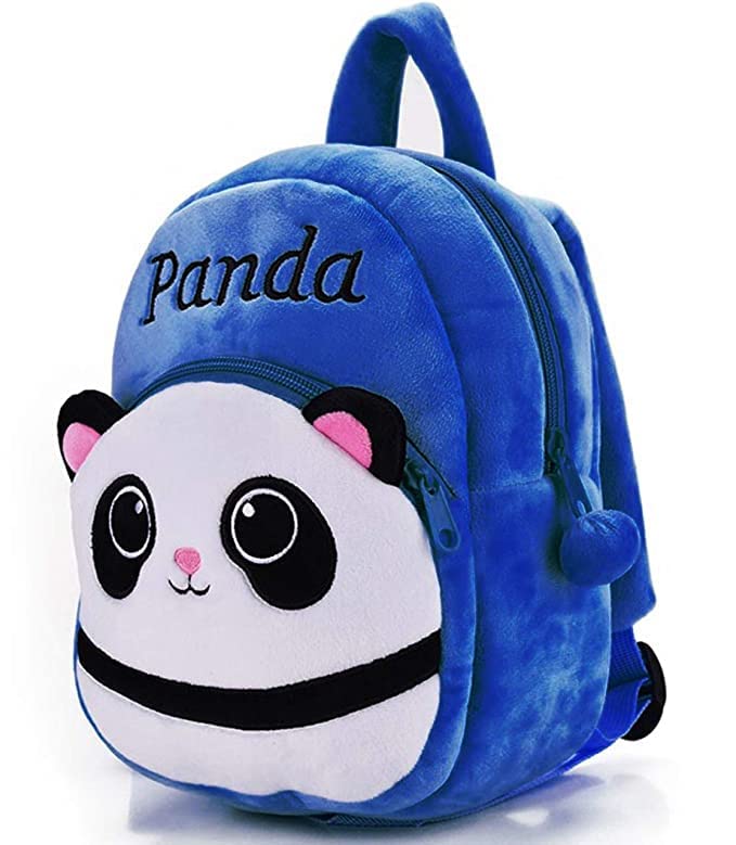 Cartoon Character Kids Soft Plush School Backpack - Cute Blue Panda Design for Boys & Girls | Perfect for Preschool, Kindergarten & Daycare Use