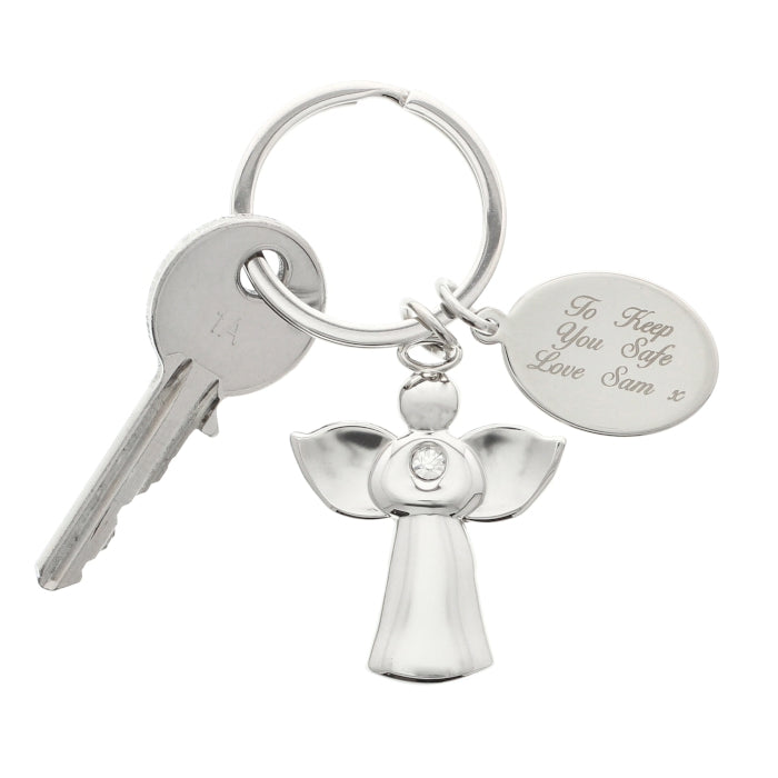 Personalized Silver Plated Angel Message Keychain - Inspirational Gift for Women, Birthday, Christmas, Graduation - Perfect for Keys, Purses & Gift Giving