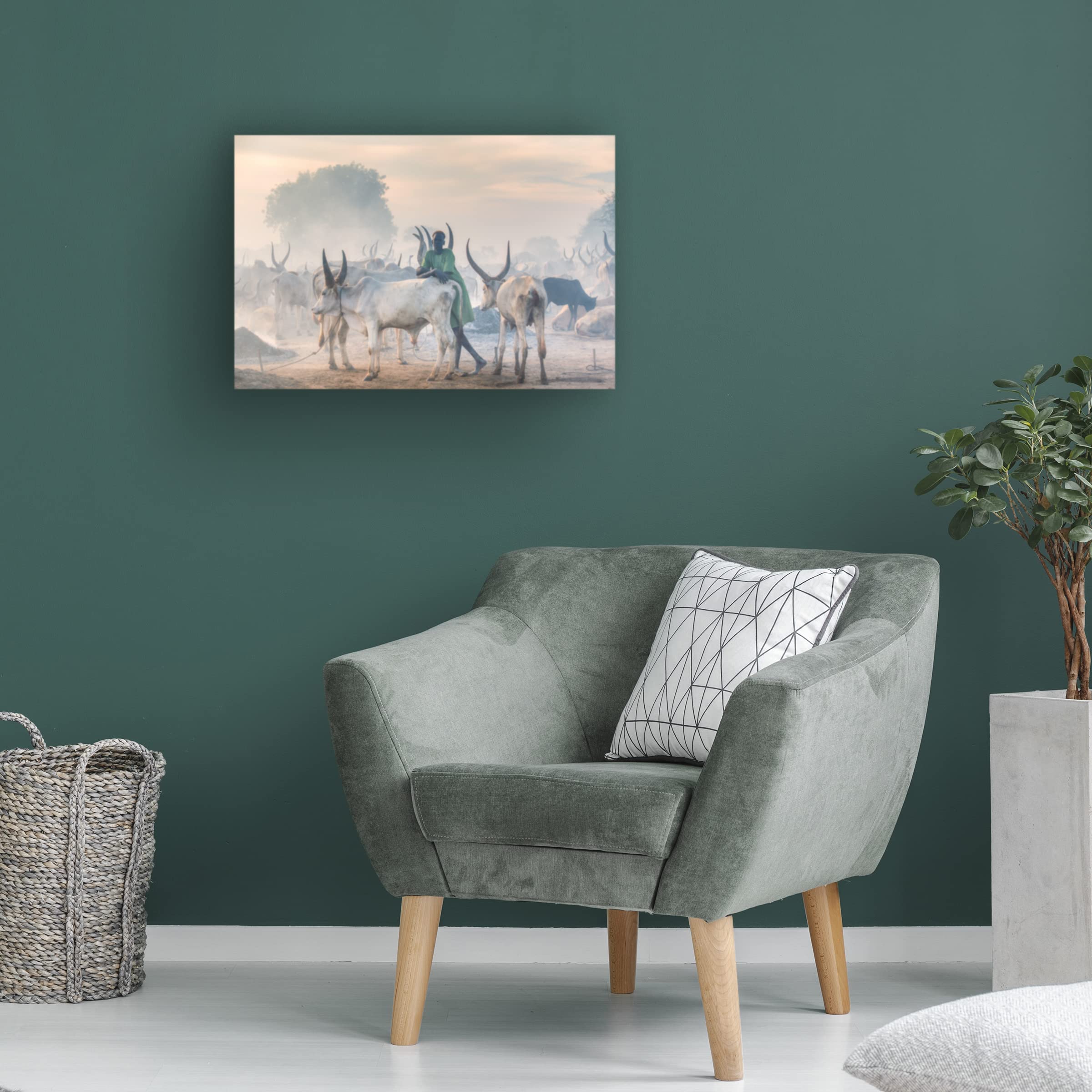 Trademark Fine Art 'Dinka Herder' Canvas Wall Art by Trevor Cole - African Tribal Decor for Living Room, Bedroom & Office