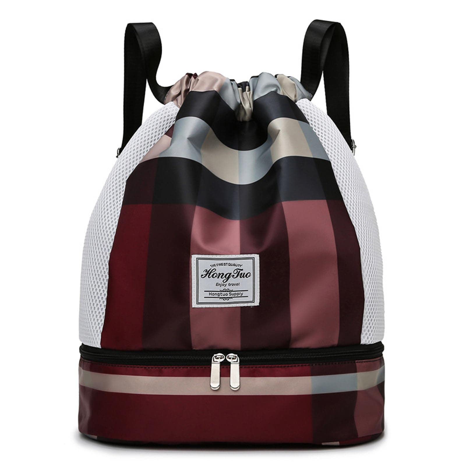 **Romoty Waterproof Drawstring Backpack for Women - Small Gym Bag with Dry & Wet Separation, Lightweight Sports Sack for Swimming, Yoga, Travel & Beach (Red)**