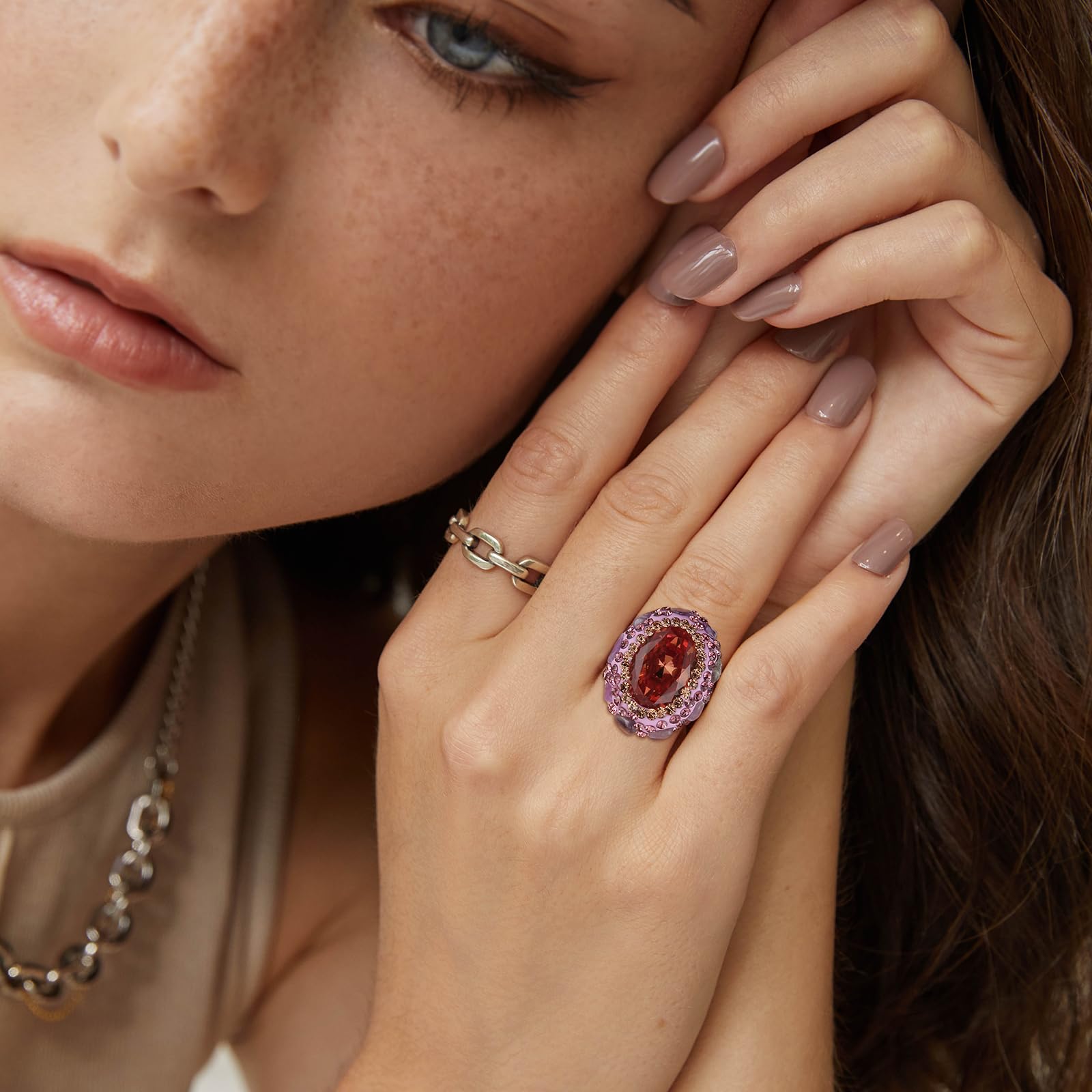 HZMAN Vintage Crystal Ring for Women - 18K Gold Plated Cubic Zirconia Rhinestone Turkish Jewelry Gift for Anniversary, Birthday & Special Occasions