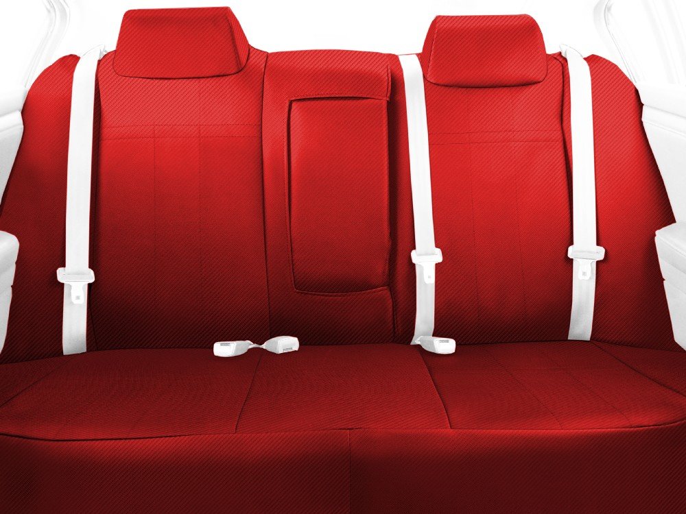 Premium Carbon Fiber Seat Covers for 2018-2022 Toyota Camry - 40/60 Split Rear & Solid Cushion Design with Red Insert & Trim | Durable Protection & Style Upgrade for Car Interiors | Perfect for Daily Commute, Road Trips & Vehicle Customization
