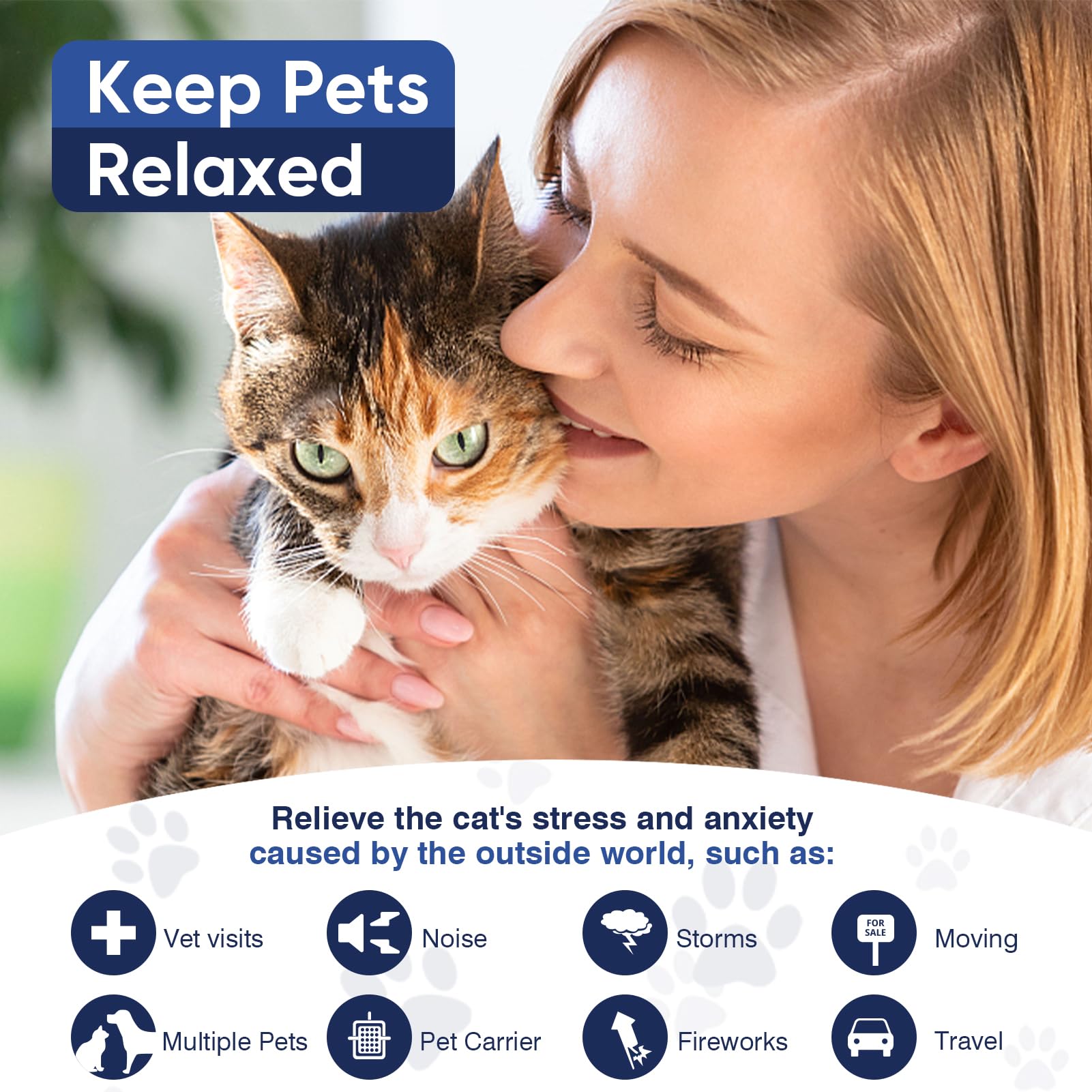 **4 Pack Cat Calming Collar with Pheromones – Relieves Stress & Anxiety for Small, Medium & Large Cats – Perfect for Travel, Vet Visits & Multi-Cat Homes**