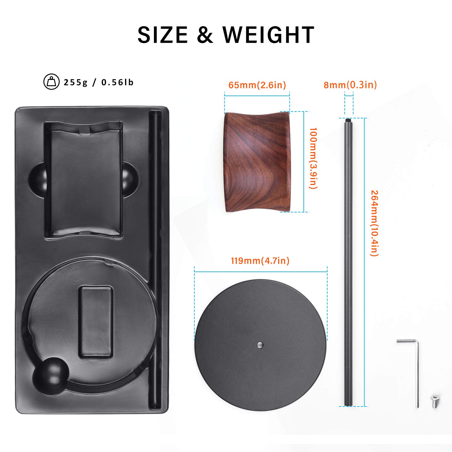 Premium Walnut Wood & Aluminum Headphone Stand with Heavy Base - Universal Gaming Headset Holder for All Sizes (Black) - Perfect for Desk Organization & Gaming Setup Accessories
