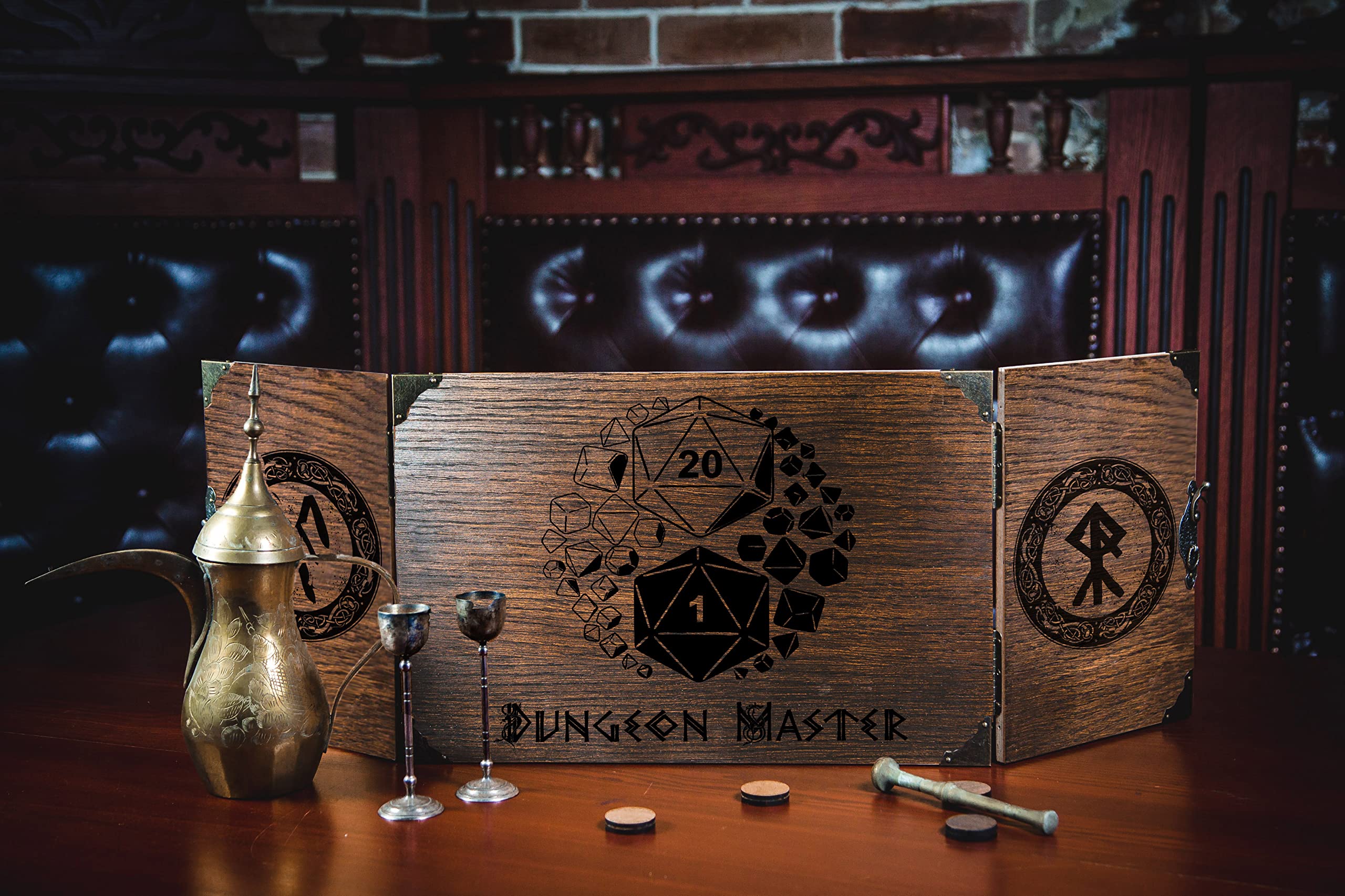Premium Wooden Game Master Screen for RPG & Board Games - Handcrafted Foldable GM Screen Set (12x9
