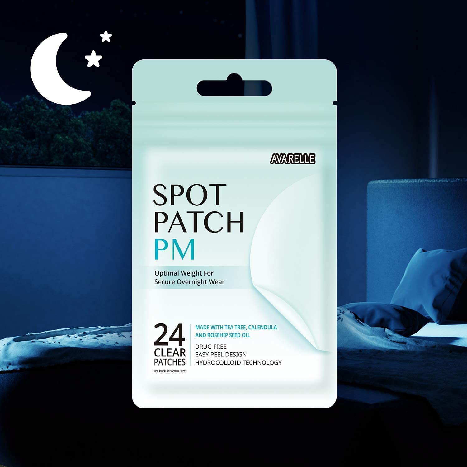 PM Overnight Absorbing Cover Patch for Blemishes - 24 Pack | Acne Treatment for Nighttime Use & Skin Care Routine