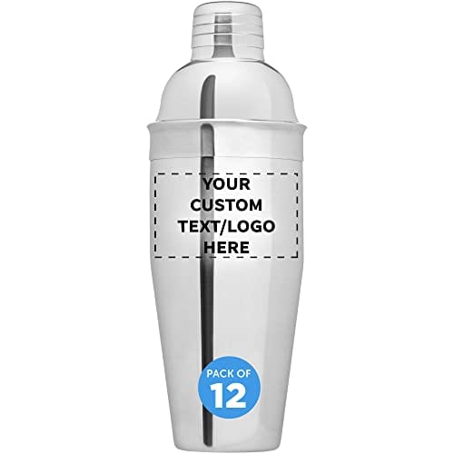 Custom Stainless Steel Cocktail Shakers 23.3 oz (Set of 12) - Personalized Bartender Kit for Martini, Margarita & Mixed Drinks - Commercial Bar Accessories for Restaurants, Pubs & Home Bars - Durable 18/8 Stainless Steel