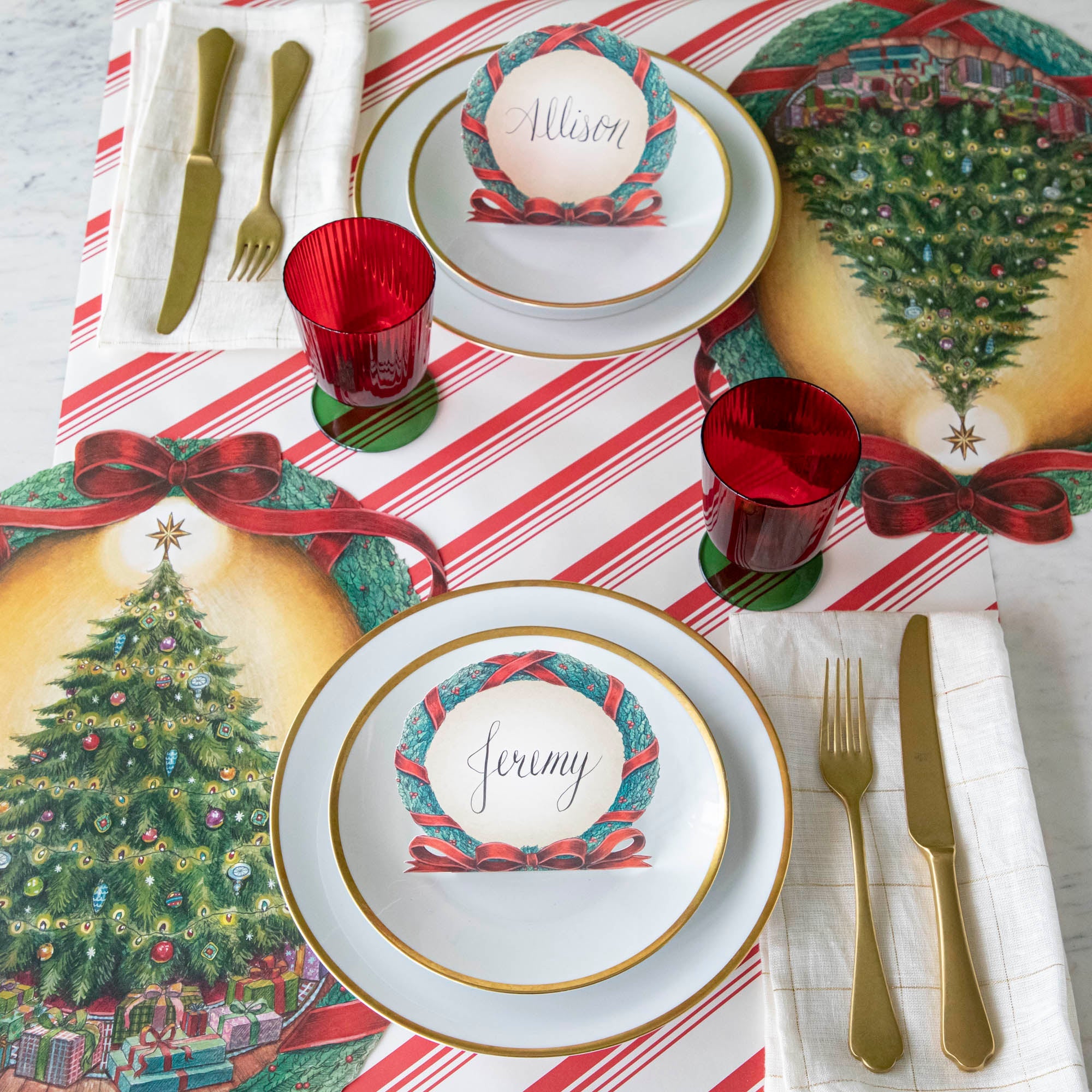Christmas Wreath Die-Cut Placemat - Holiday Table Decor for Festive Dining & Seasonal Home Decor