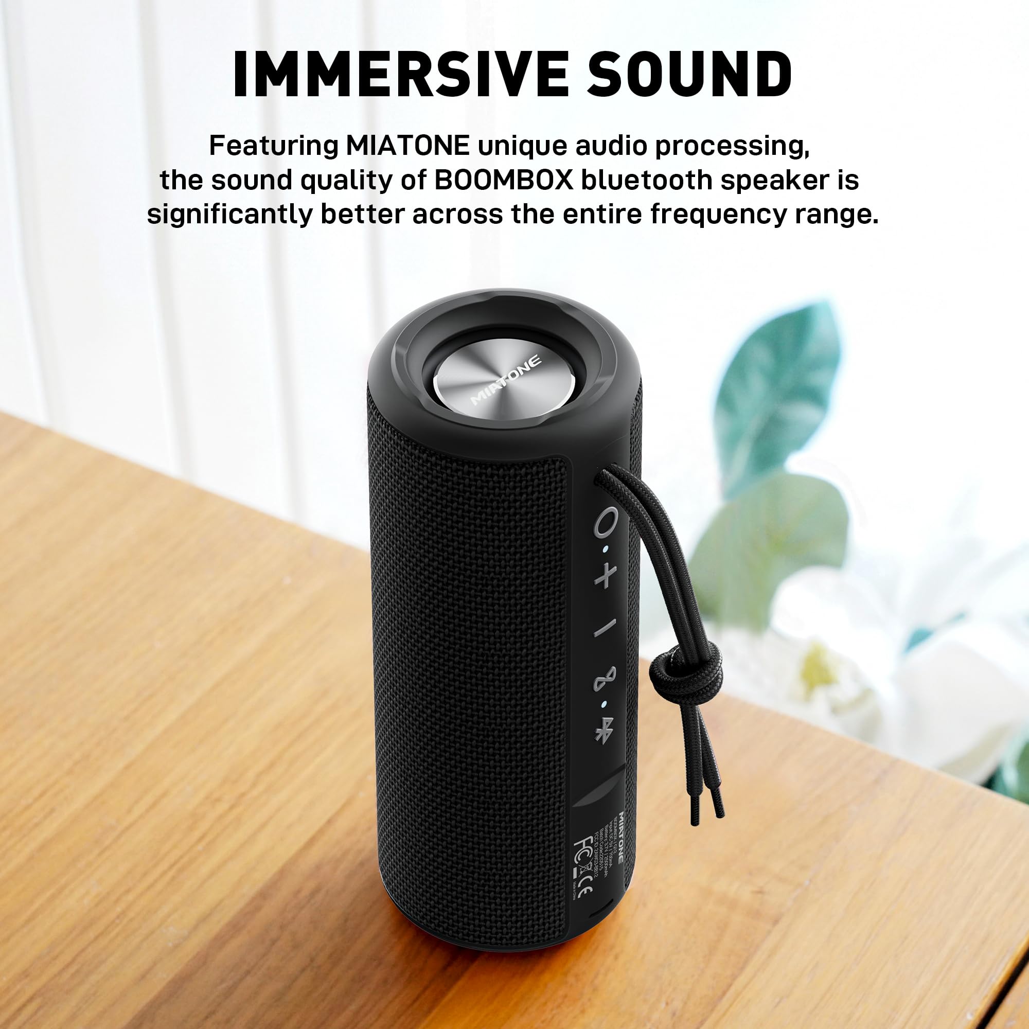 MIATONE Boombox Outdoor Portable Bluetooth Speaker - Waterproof Wireless Speaker with Loud Bass, 20H Playtime, IPX7 Rating - Perfect for Beach, Pool, Camping & Outdoor Parties (Black)