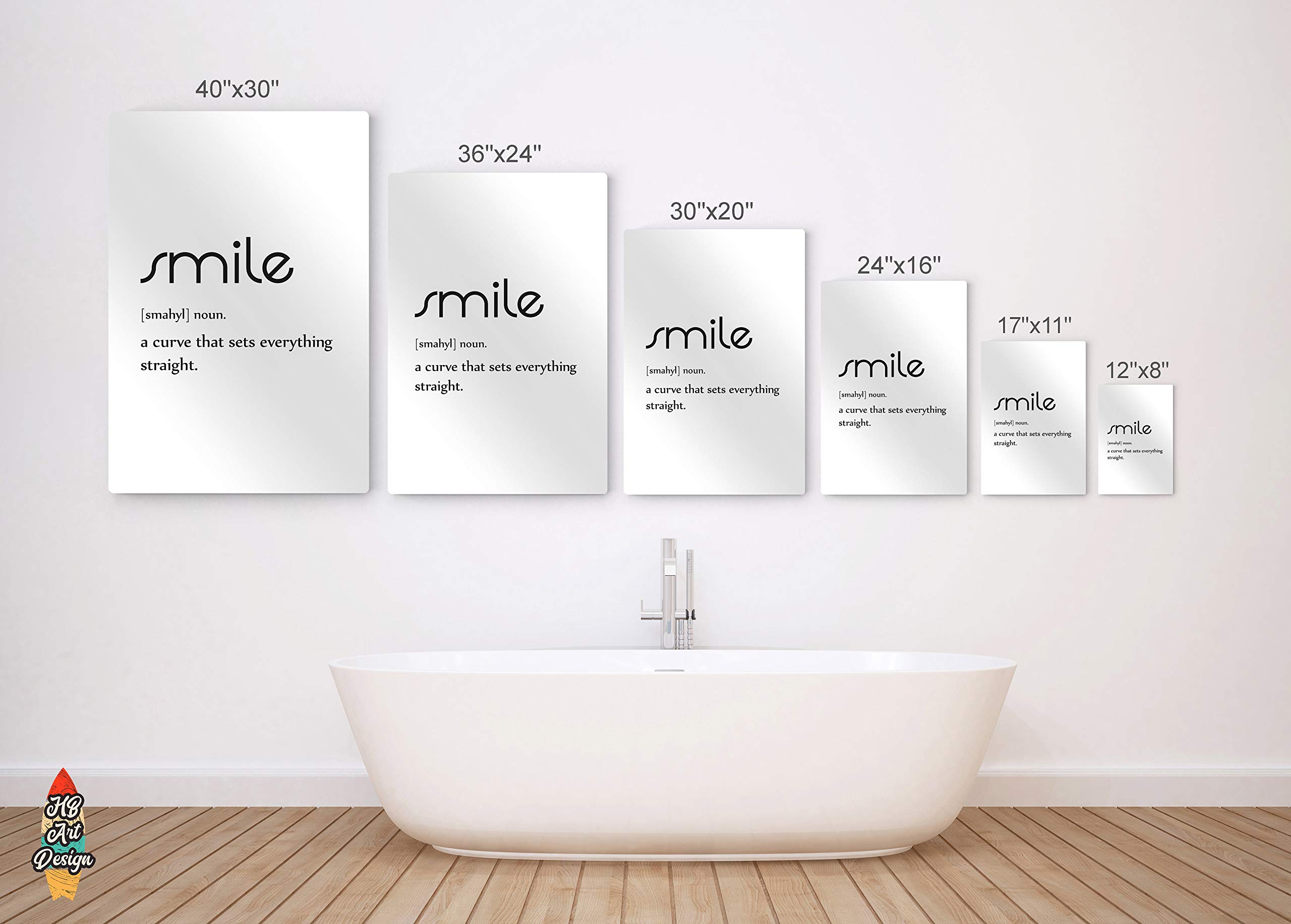 HB Art Design Smile Definition Metal Print Wall Art - Funny Bathroom Quote Sign for Farmhouse Decor (24x16 Inches) | Ready to Hang Toilet Accessories & Unique Gift Idea for Home, Office or Bathroom