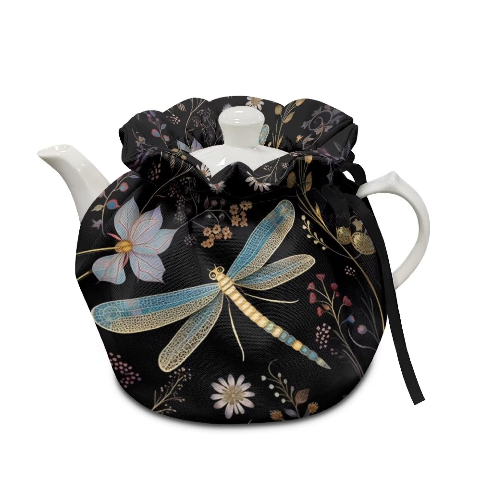 Dragonfly Tea Cozy - Foldable Insulated Teapot Cover for Heat Retention | Soft Protective Dust Cover for Teapots | Kitchen & Home Decor Accessory | Perfect for Afternoon Tea, Gifts & Tea Ceremonies
