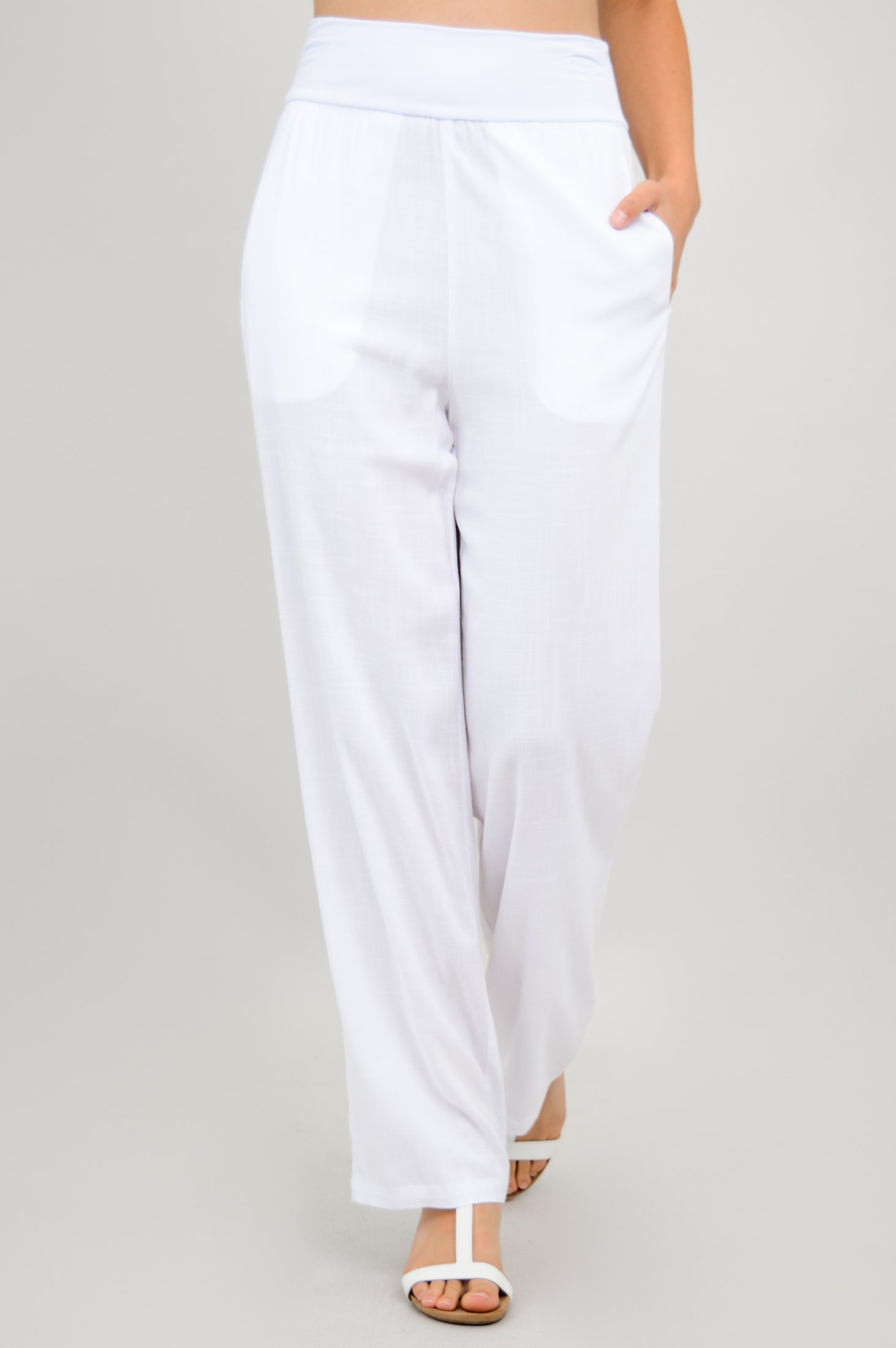 Landon Men's Linen Bamboo Pants - Breathable White Casual Trousers for Summer Travel & Outdoor Activities