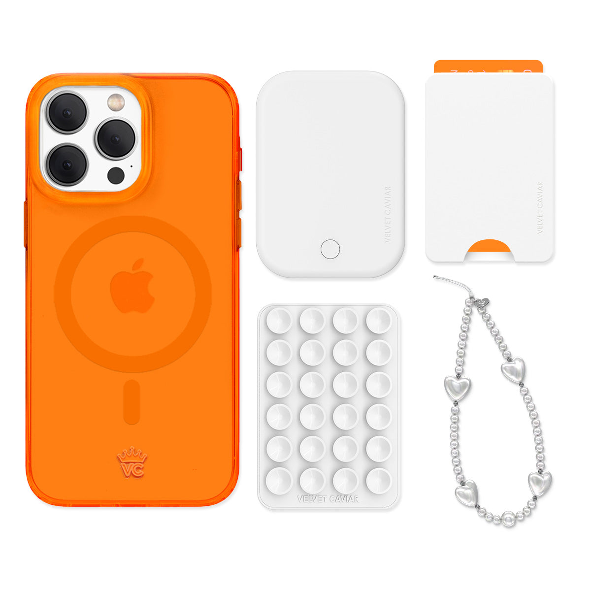 Neon Orange iPhone Wallet Case - Slim Protective Phone Cover with Card Holder & Stand for iPhone 13/14/15 Pro Max | Perfect for Travel, Shopping & Everyday Use