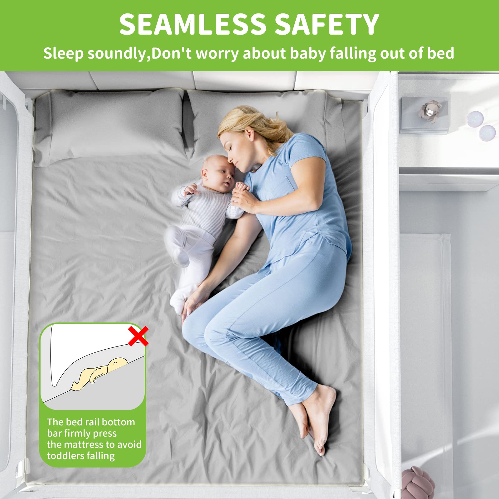 Melafa365 Adjustable Toddler Bed Rails - Safety Guard for Twin, Full, Queen & King Size Beds | Height-Adjustable Baby Bed Rail for Kids (White, 1 Piece, 74
