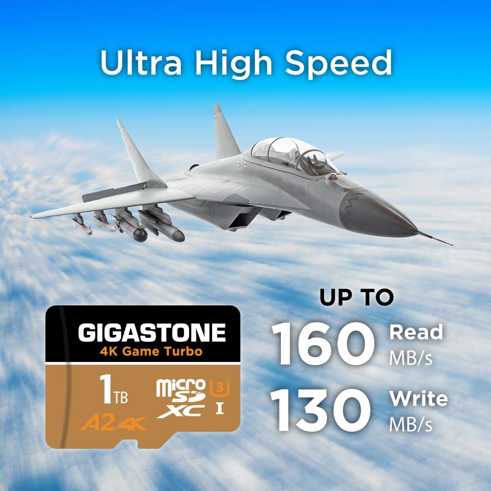 Gigastone 1TB Micro SD Card for Nintendo Switch - UHS-I U3 Class 10, 100MB/s Read Speed, 4K UHD Video Support, 5-Year Free Data Recovery - Perfect for Gaming, Action Cameras & Drones