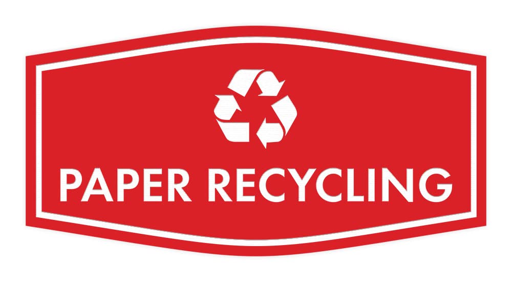 Eco-Friendly Small Red Paper Recycling Sign - Perfect for Offices, Schools & Home Recycling Bins