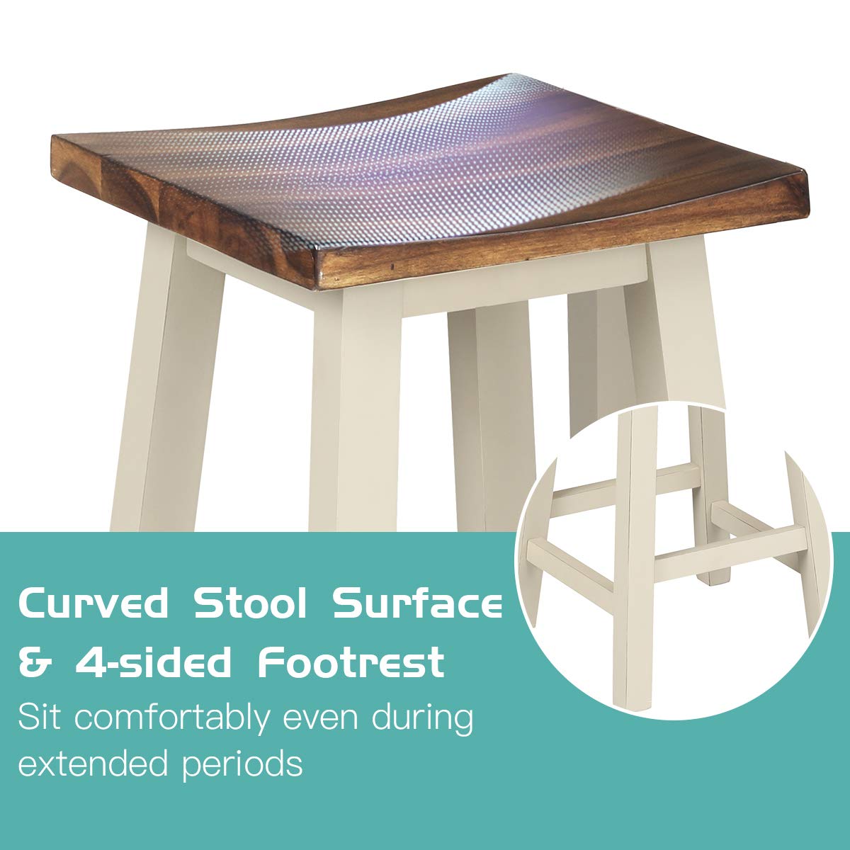 FFlyer 3-Piece Bar Table Set with 2 Saddle Bar Stools - Counter Height Breakfast & Pub Dining Table for Kitchen, Living Room, Bar Area - Perfect for Small Spaces, Entertaining & Casual Dining