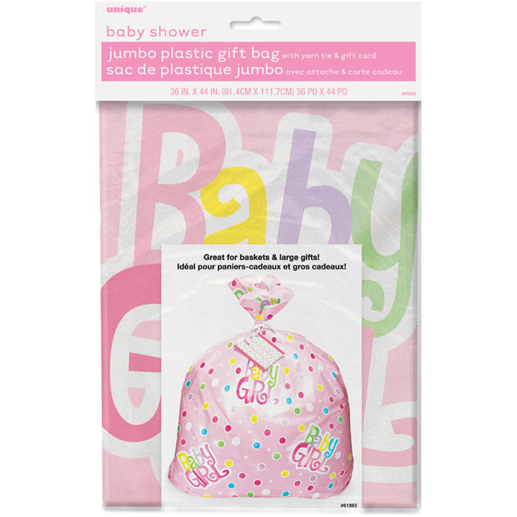 Baby Shower Pink Polka Dot Jumbo Plastic Gift Bag - 36 x 44 Inches, 1 Count - Perfect for Baby Showers, Birthday Parties & Special Occasions