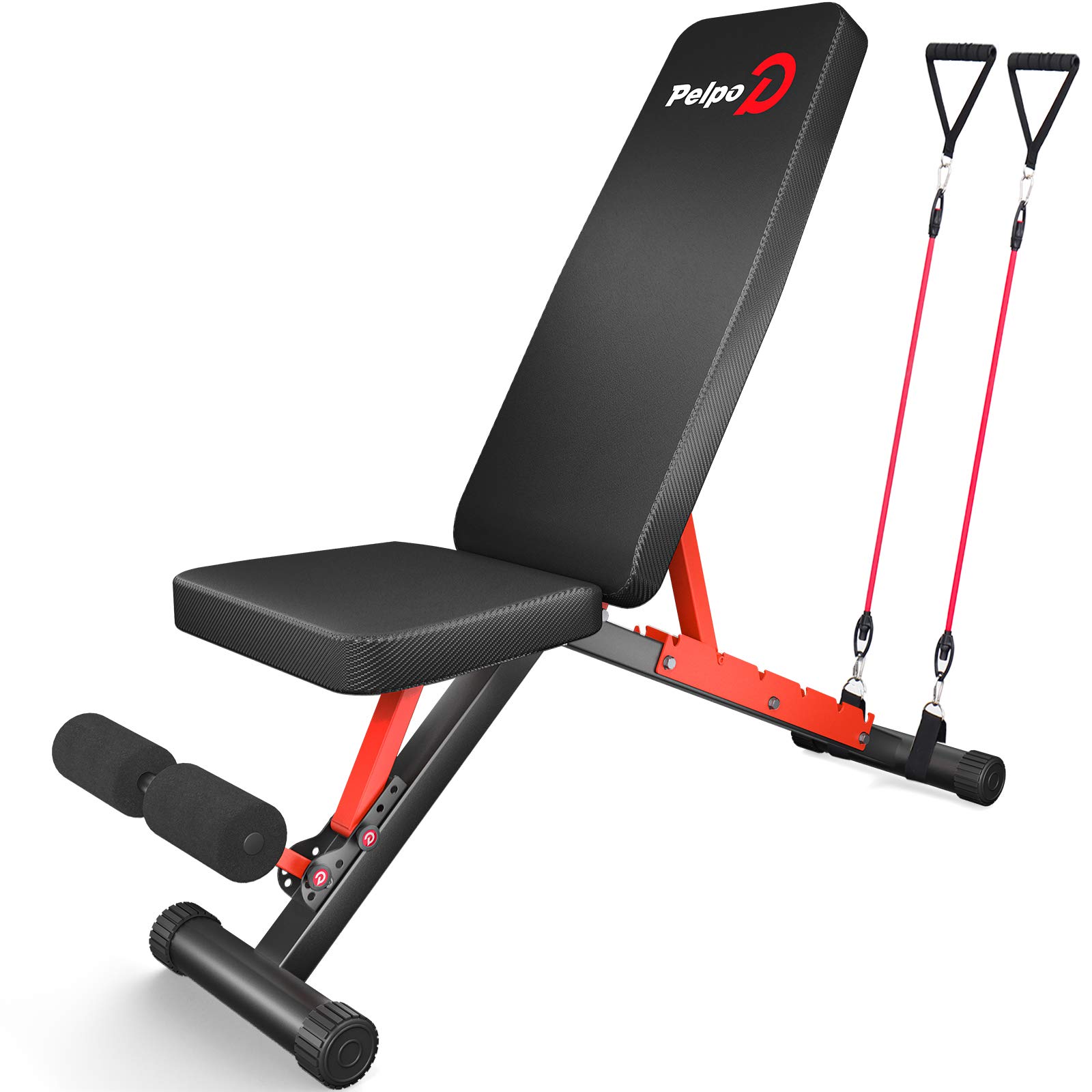 **Pelpo Adjustable Weight Bench - Foldable Home Gym Bench for Full Body Workout, Strength Training with Incline/Decline & Resistance Bands - Perfect for Home Fitness, Small Spaces & Strength Builders**