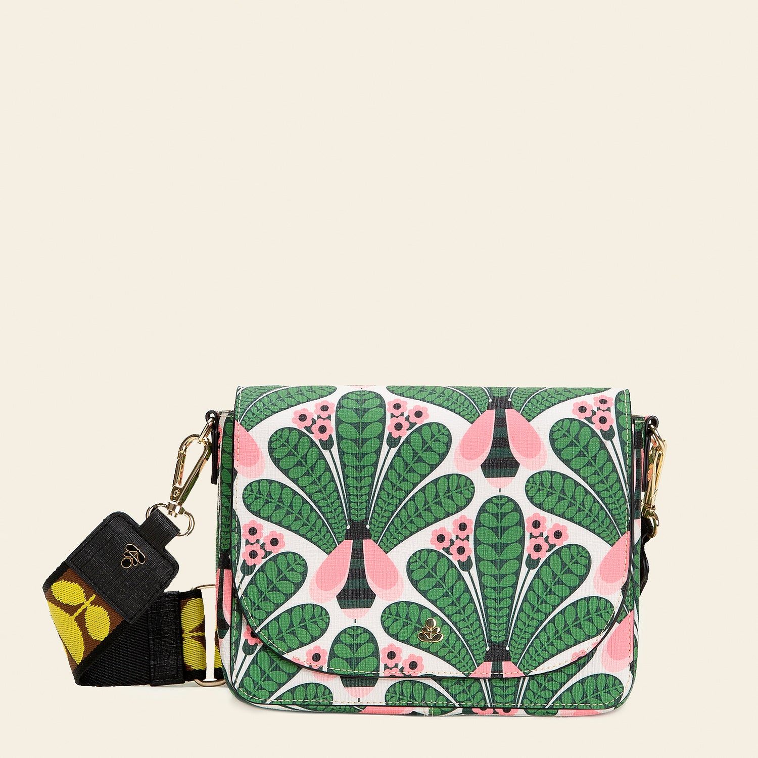 Vera Medium Crossbody Bag - Honey Bee Dill Floral Print, Stylish Leather Shoulder Purse for Women | Perfect for Work, Travel & Everyday Use