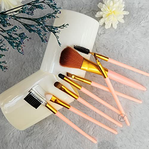 8 Pcs Professional Makeup Brush Set - Soft Fiber Eye Shadow & Blending Brushes, Portable Cosmetic Beauty Tool Kit (Pink) | Perfect for Travel, Daily Makeup & Professional Makeup Artists
