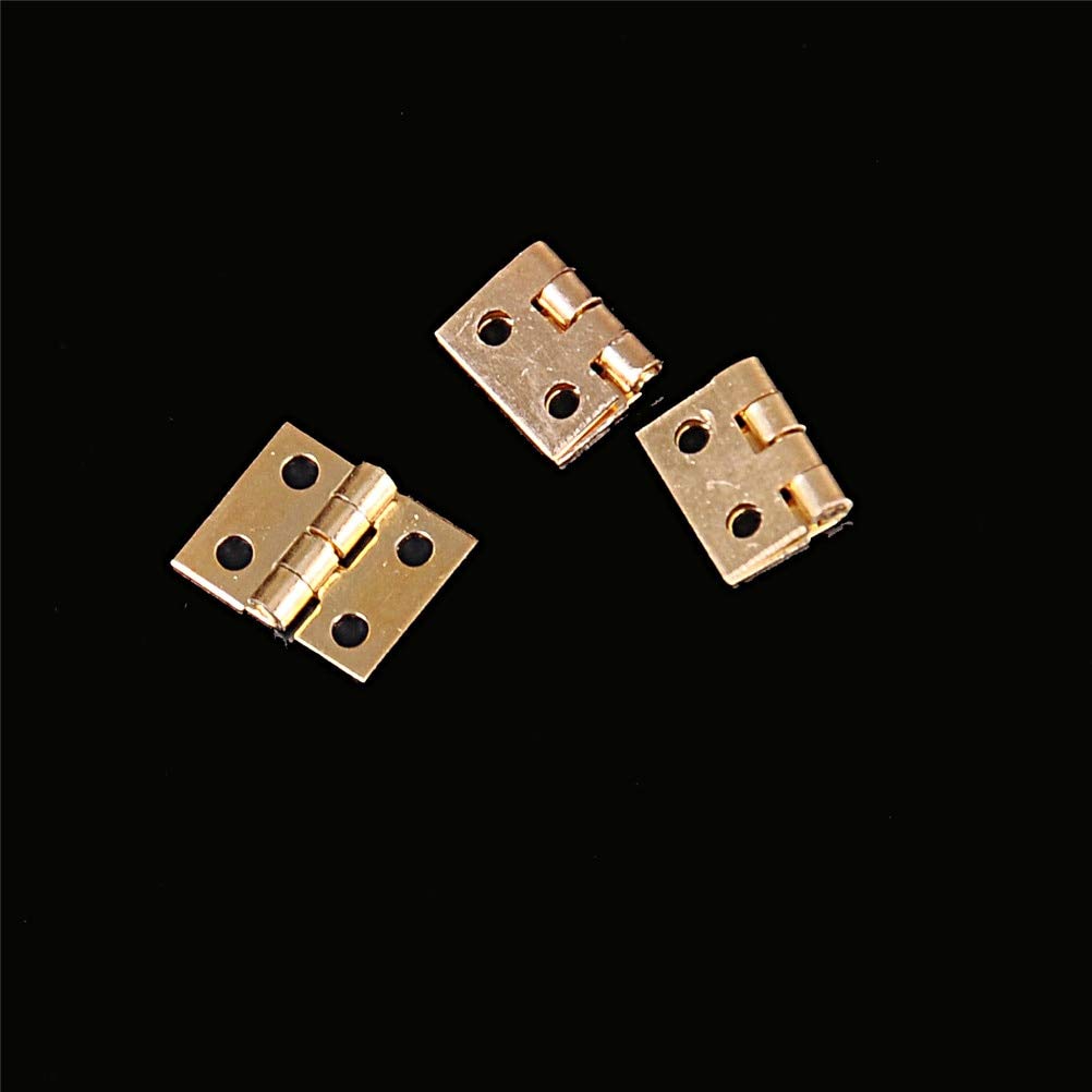 20Pcs Brass Plated Cabinet Hinges 8mmx10mm - Mini Decorative Hinges for Jewelry Box, Wooden Cabinet & Furniture Repair - Durable Small Hardware Accessories for DIY Projects & Home Improvement