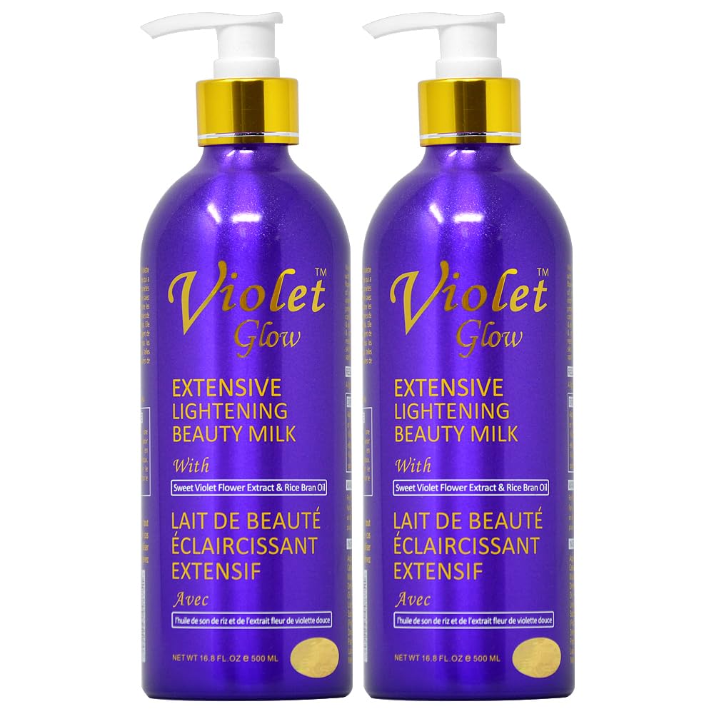 Violet Glow Beauty Milk - 16.8oz Hydrating Face & Body Lotion (Pack of 2) for Dry Skin Care & Daily Moisturizing Routine