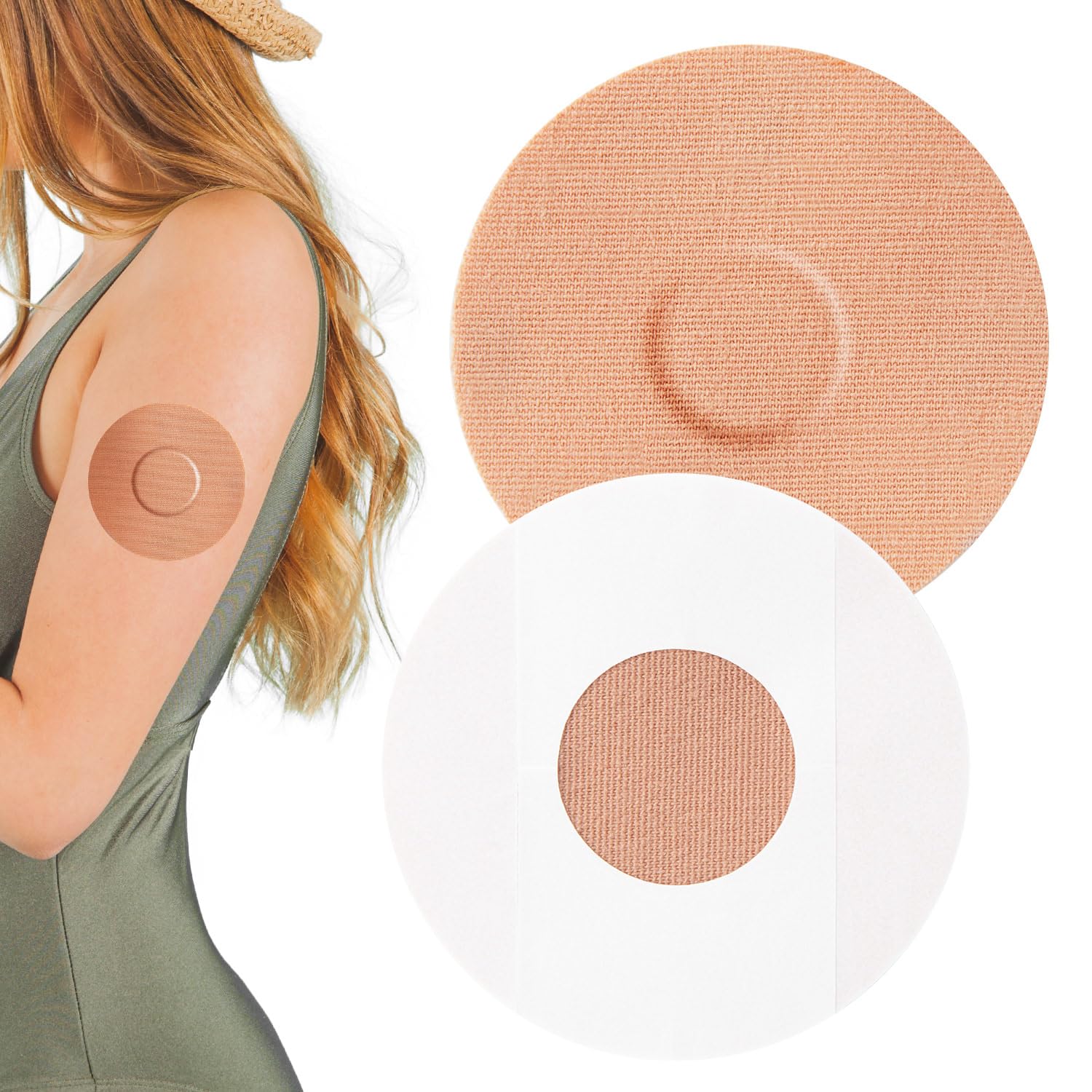 20 Pack Waterproof Adhesive Patches for Freestyle Libre 1/2 Sensors - Strong Medical Tape for 10-14 Day Wear - Pre-Cut Tan Skin Covers with No Center Glue - Ideal for Swimming, Sports & Active Lifestyles