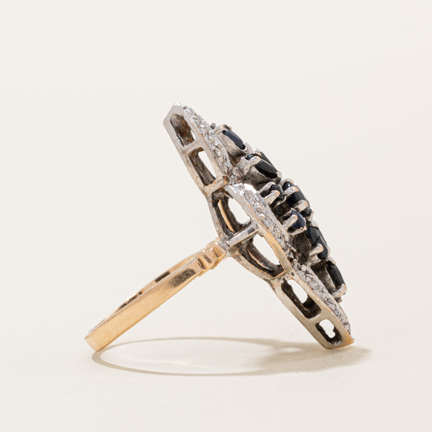 Exquisite 0.40ctw Sapphire & 0.07ctw Diamond Cocktail Ring - Size 6 | Elegant Jewelry for Evening Parties, Weddings & Special Occasions