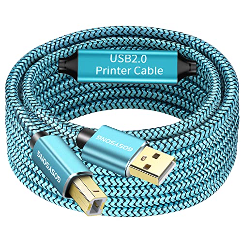 GOSYSONG 50ft USB 2.0 Printer Cable - High Speed Type A to Type B Cord for HP, Canon, Dell, Epson, Xerox, Samsung Printers | Perfect for Office, Home & Studio Printing Needs
