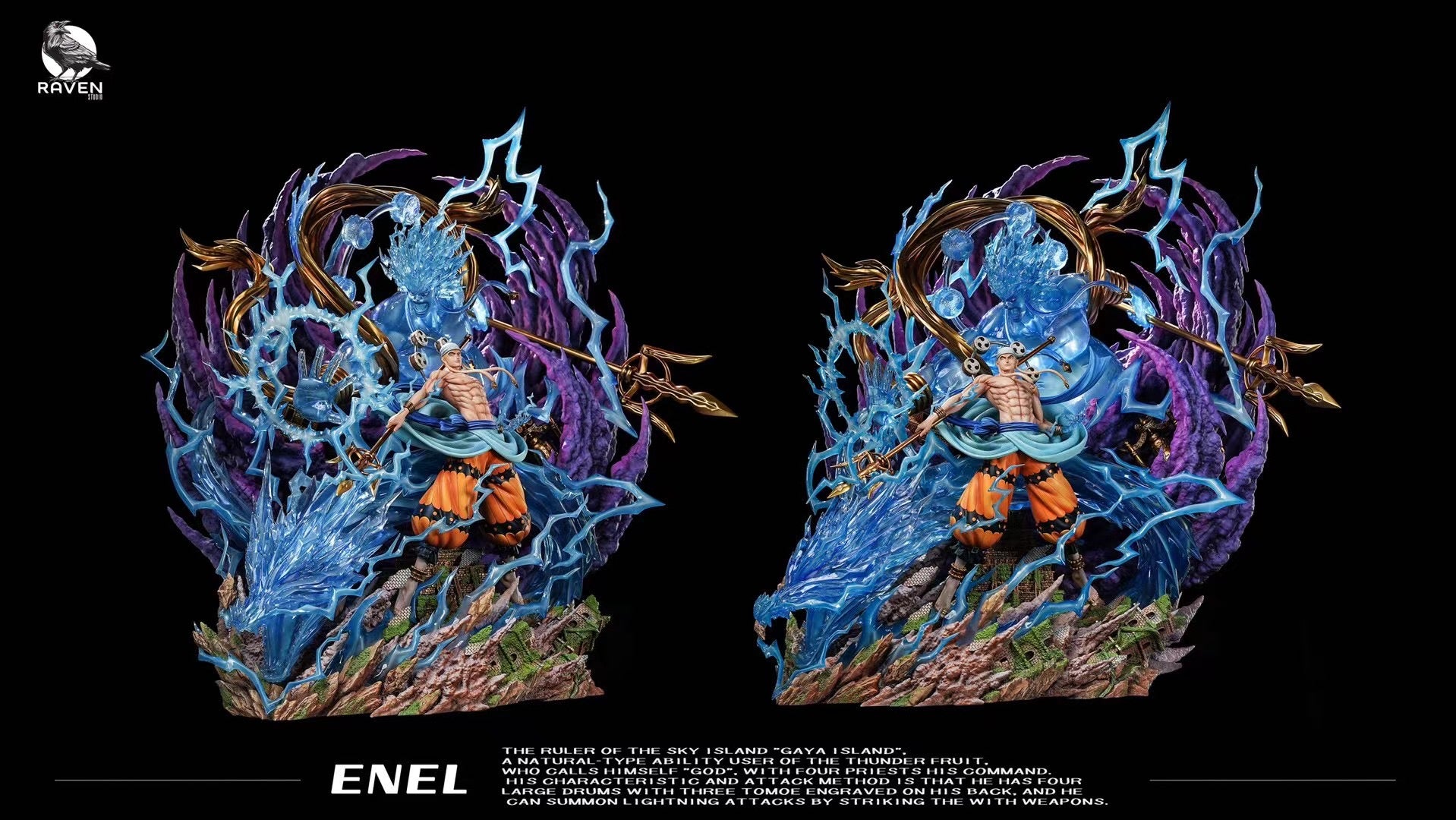 Raven Studio Enel God of Thunder Anime Figure - One Piece Collectible Statue for Fans | Perfect for Home Display, Office Decor, and Anime Gift Giving
