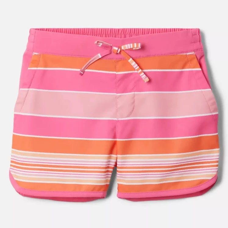 Columbia Wild Geranium Danby Stripe Sandy Shores Board Shorts for Men - Quick-Dry Swim Trunks with UPF Protection - Perfect for Beach, Pool & Water Sports