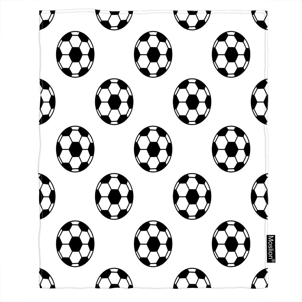 Moslion Soccer Ball Throw Blanket - 50x60 Inch Soft Flannel Football Blanket for Sports Fans - Perfect for Couch, Bed, Sofa & Car - Great Gift for Soccer Games, Tailgating & Cozy Nights