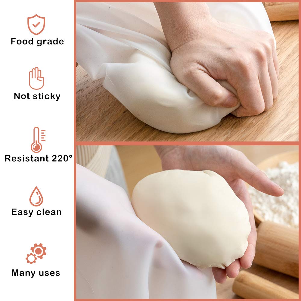 Premium Silicone Kneading Dough Bag - Food Grade, Non-Stick Bread & Pastry Mixing Bag for Pizza, Tortilla & Baking - Dough Preservation & Cooking Tool for Home Bakers & Professional Chefs (Perfect for Meal Prep, Baking Parties & Restaurant Use)