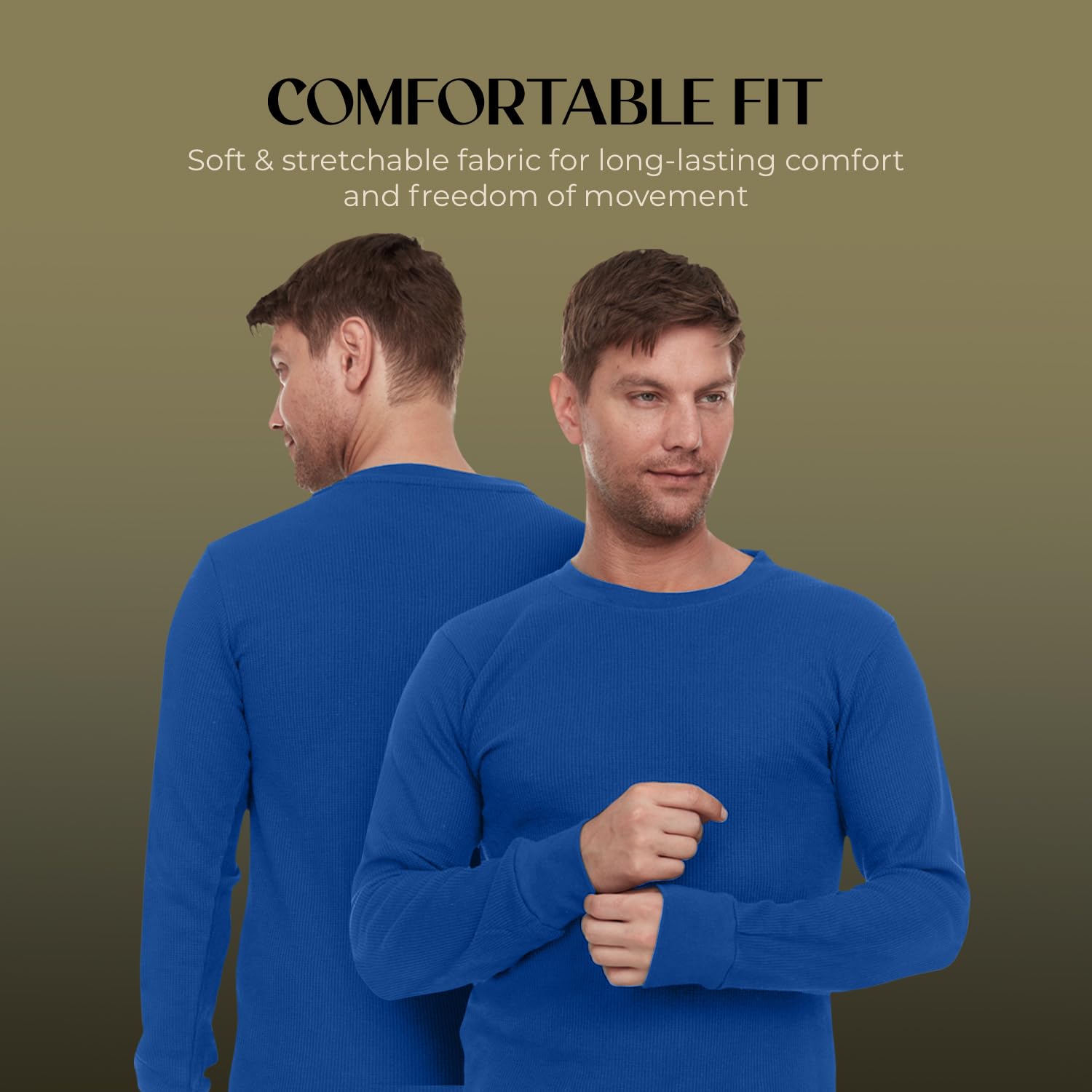 JMR Men’s Heavyweight Waffle Thermal Shirt - 100% Cotton Long Sleeve Base Layer - Warm & Breathable Winter Underwear for Outdoor Activities, Hiking, and Camping